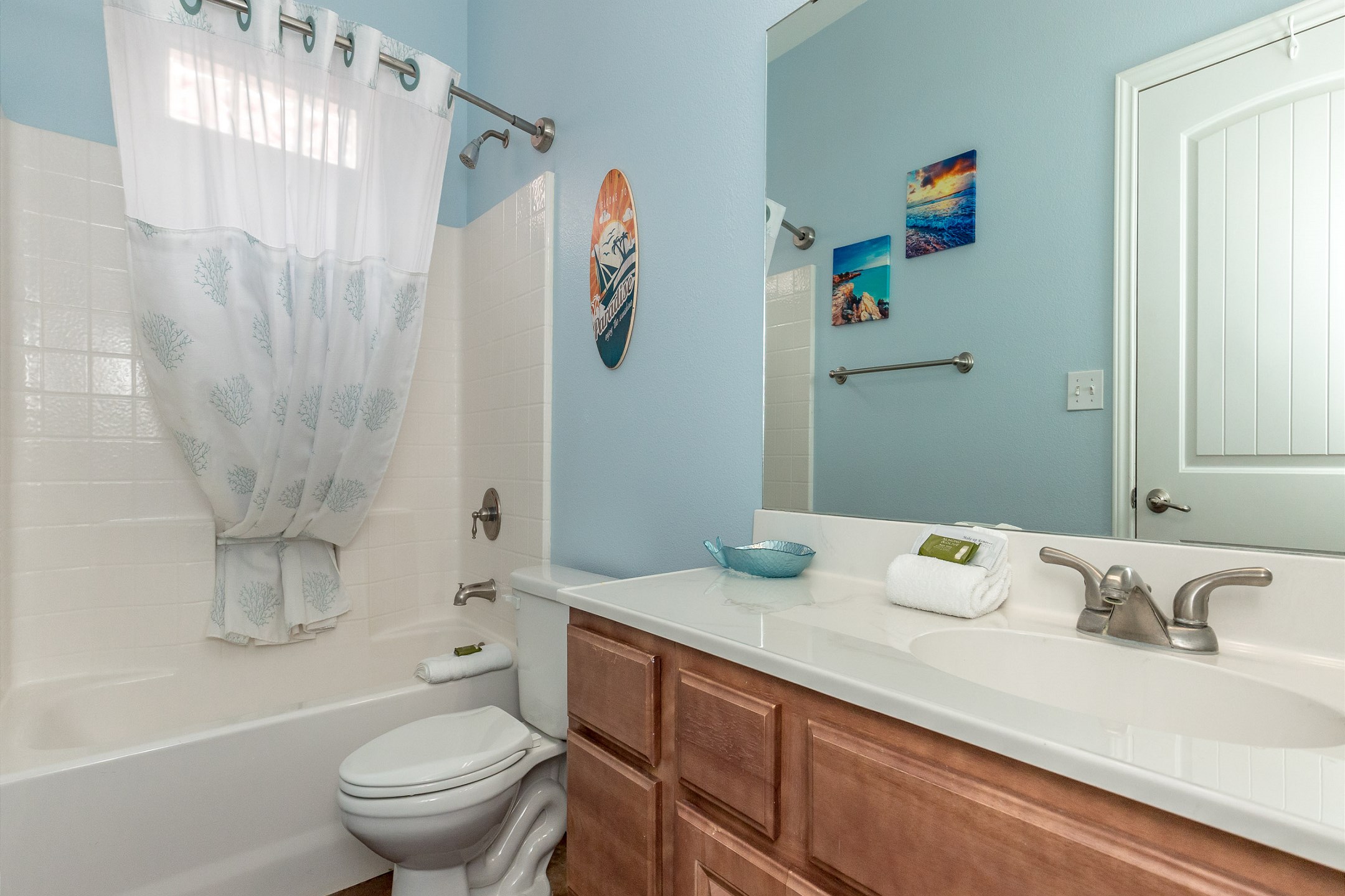 Master bathroom with tub and shower combo