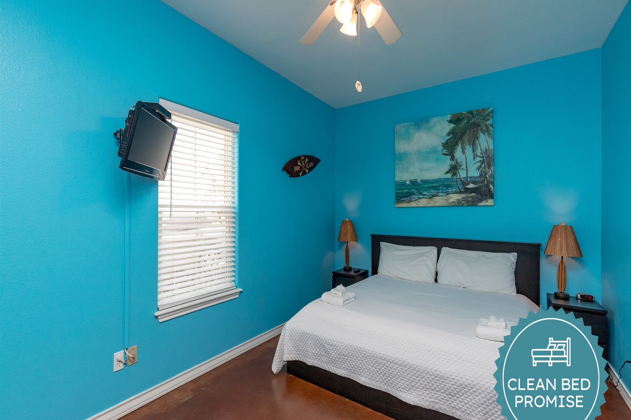 Sleep better at Padre Escapes with our exclusive Clean Bed Promise; providing fresh linens, comforters, and towels washed at high temperatures exceeding CDC recommendations, setting us apart for a truly restful vacation