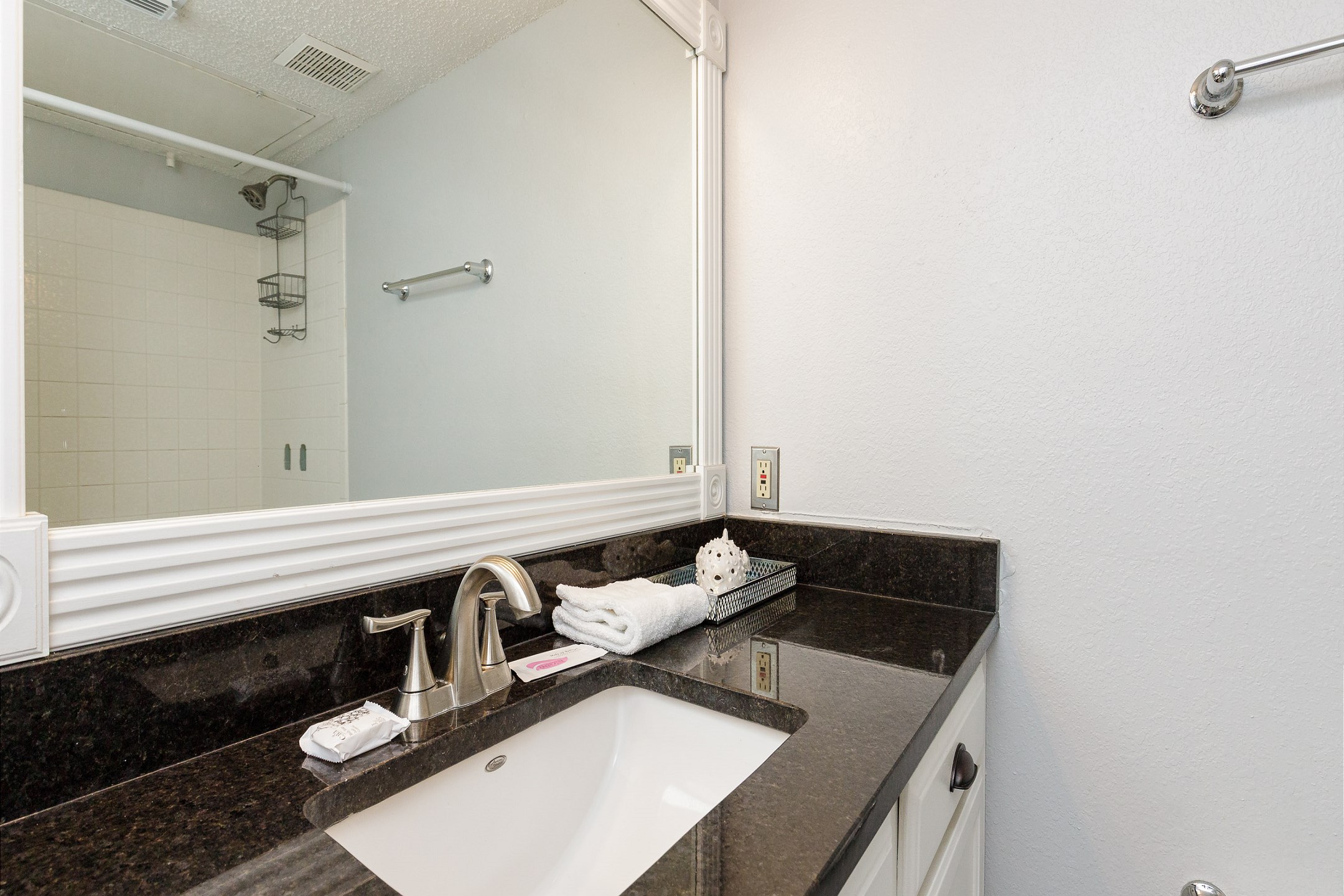 Full bathroom with tub and shower