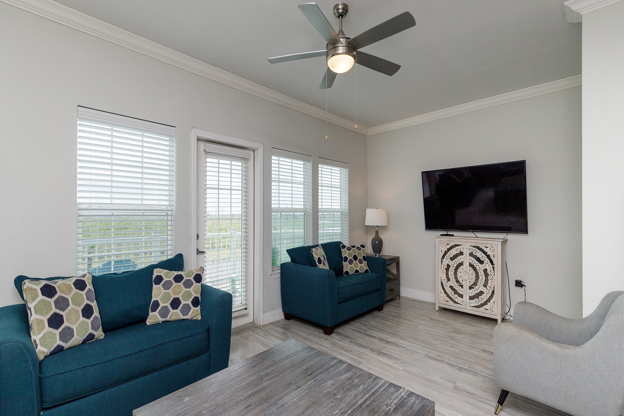 Living area with two twin size sleeper sofas