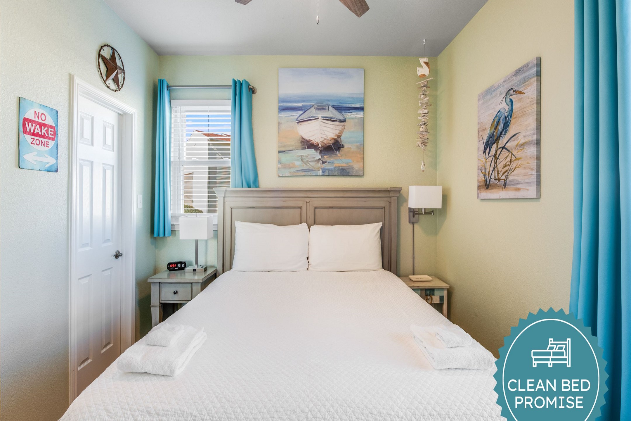 Sleep better at Padre Escapes with our exclusive Clean Bed Promise; providing fresh linens, comforters, and towels washed at high temperatures exceeding CDC recommendations, setting us apart for a truly restful vacation