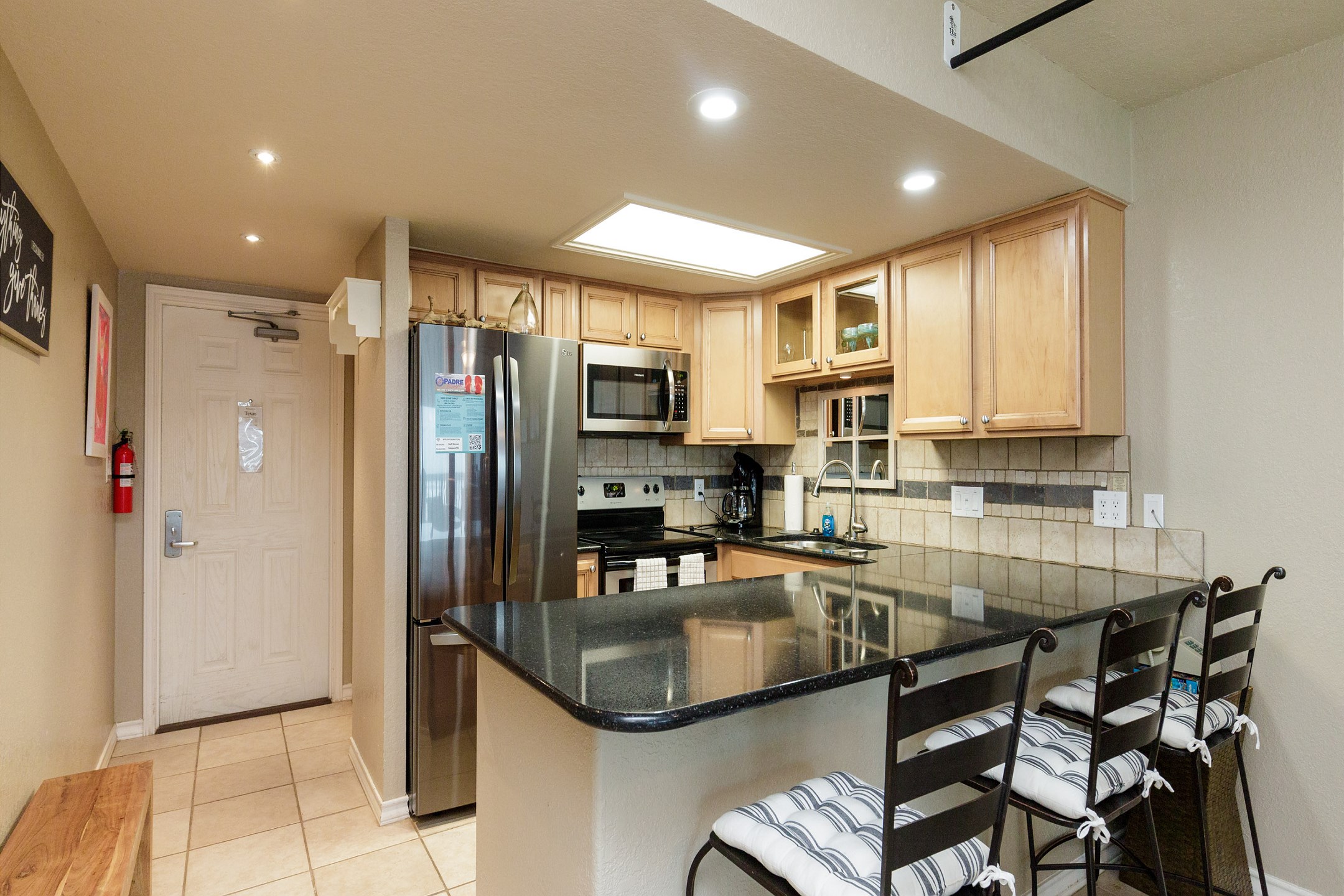 Breakfast bar with seating for three