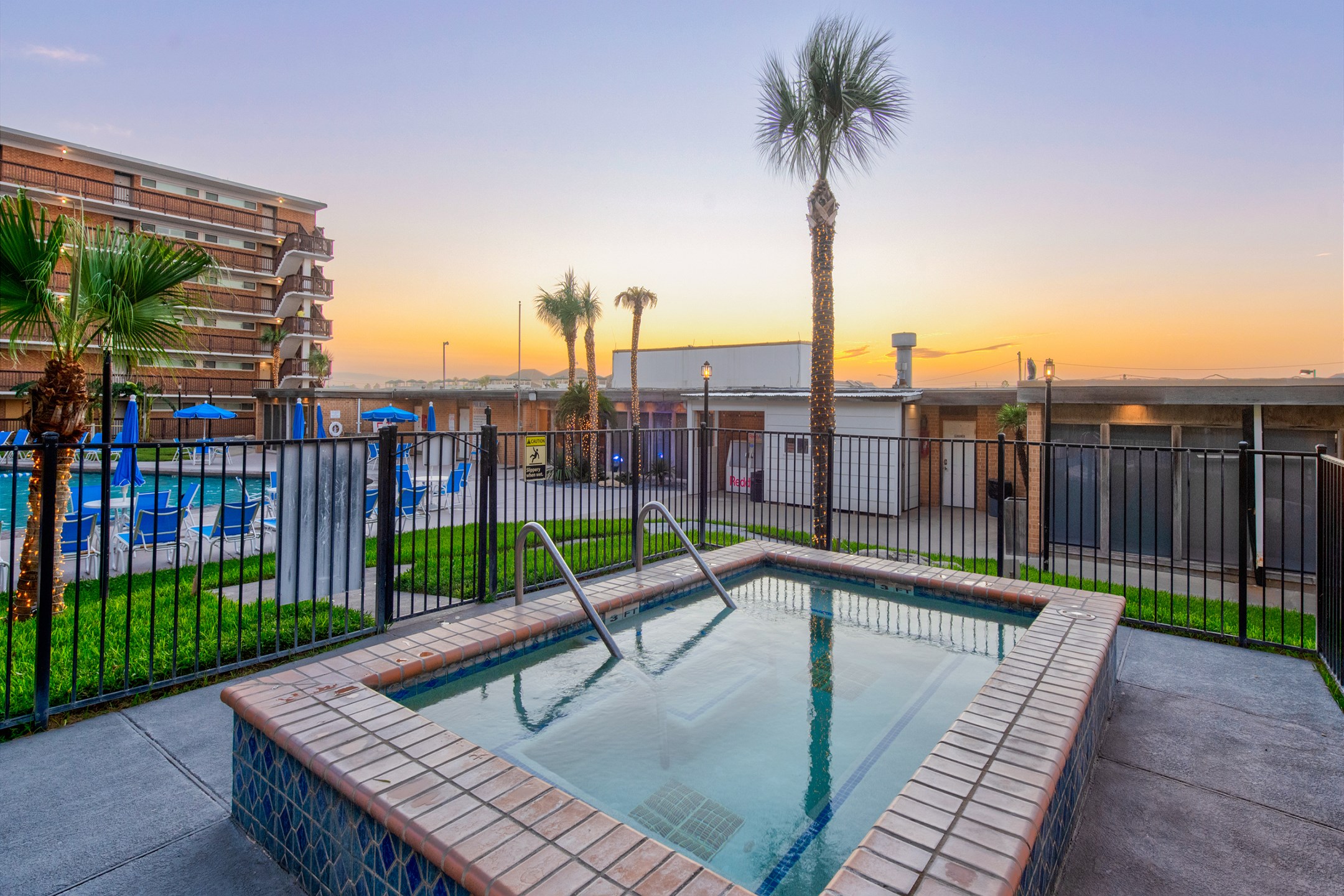 Visit the hot tub at sunset to take advantage of your luxury vacation