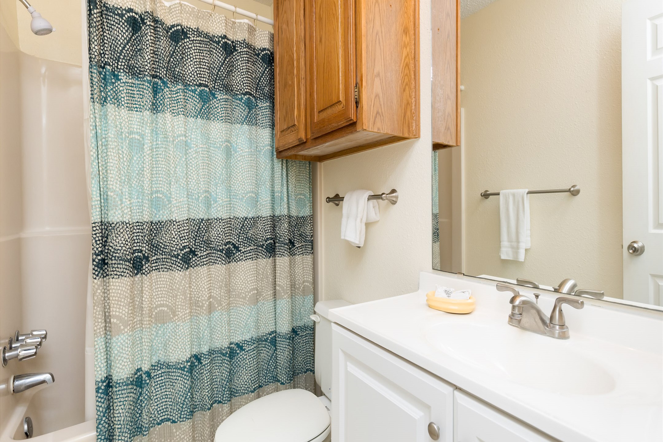 Master bathroom with tub and shower combo
