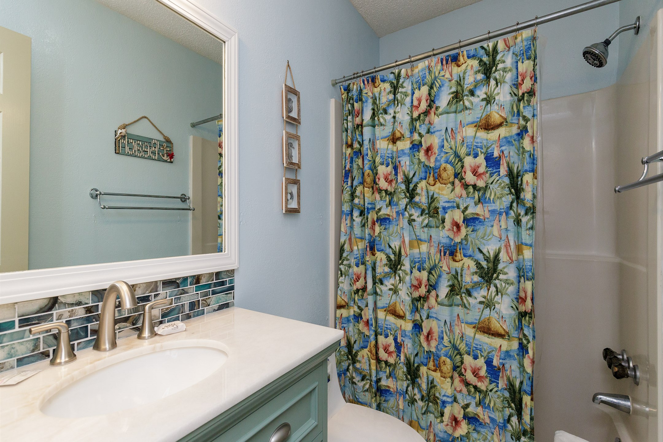 Master bathroom with tub and shower combo