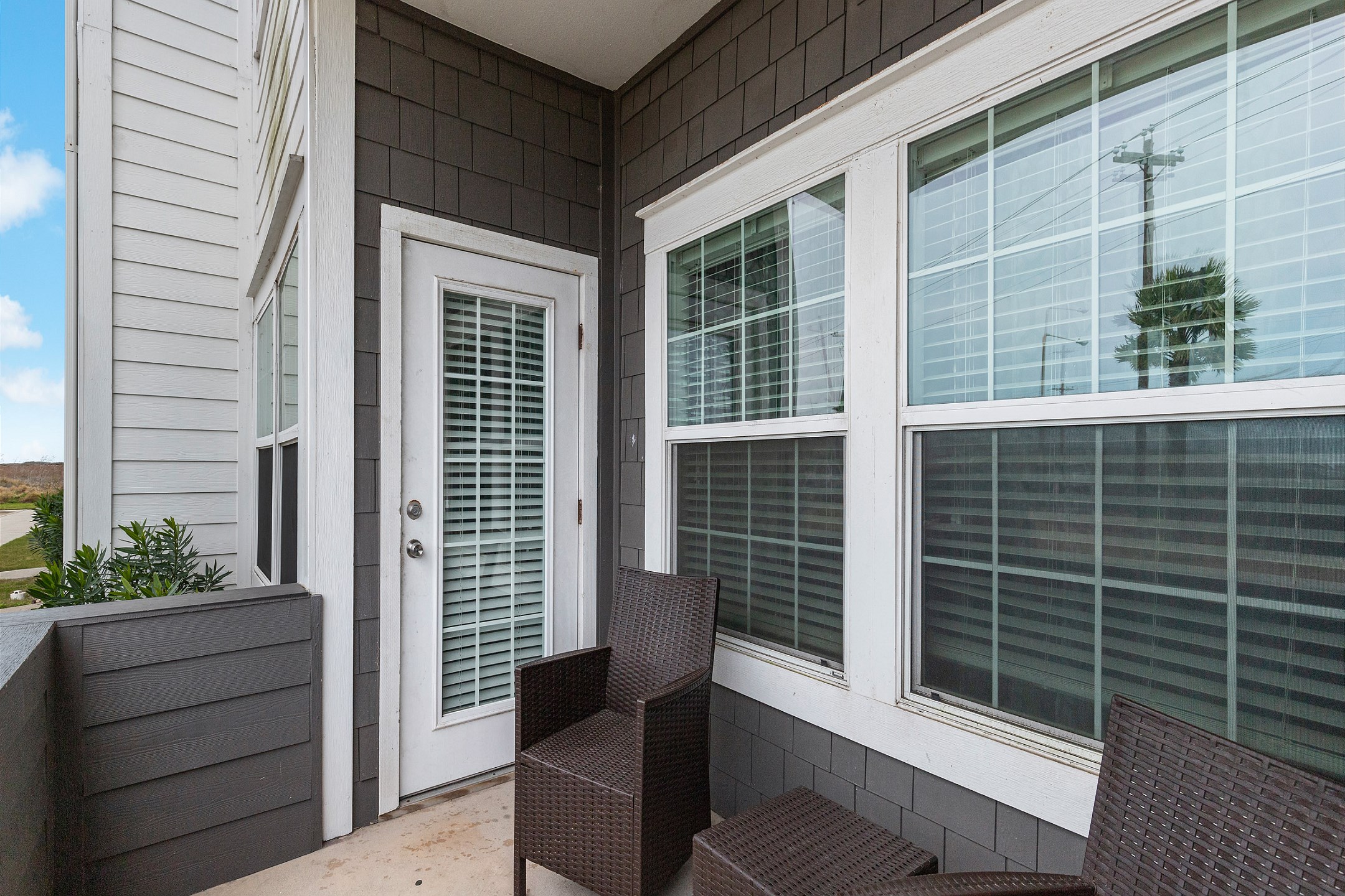 Private patio with cozy seating just off the dining area