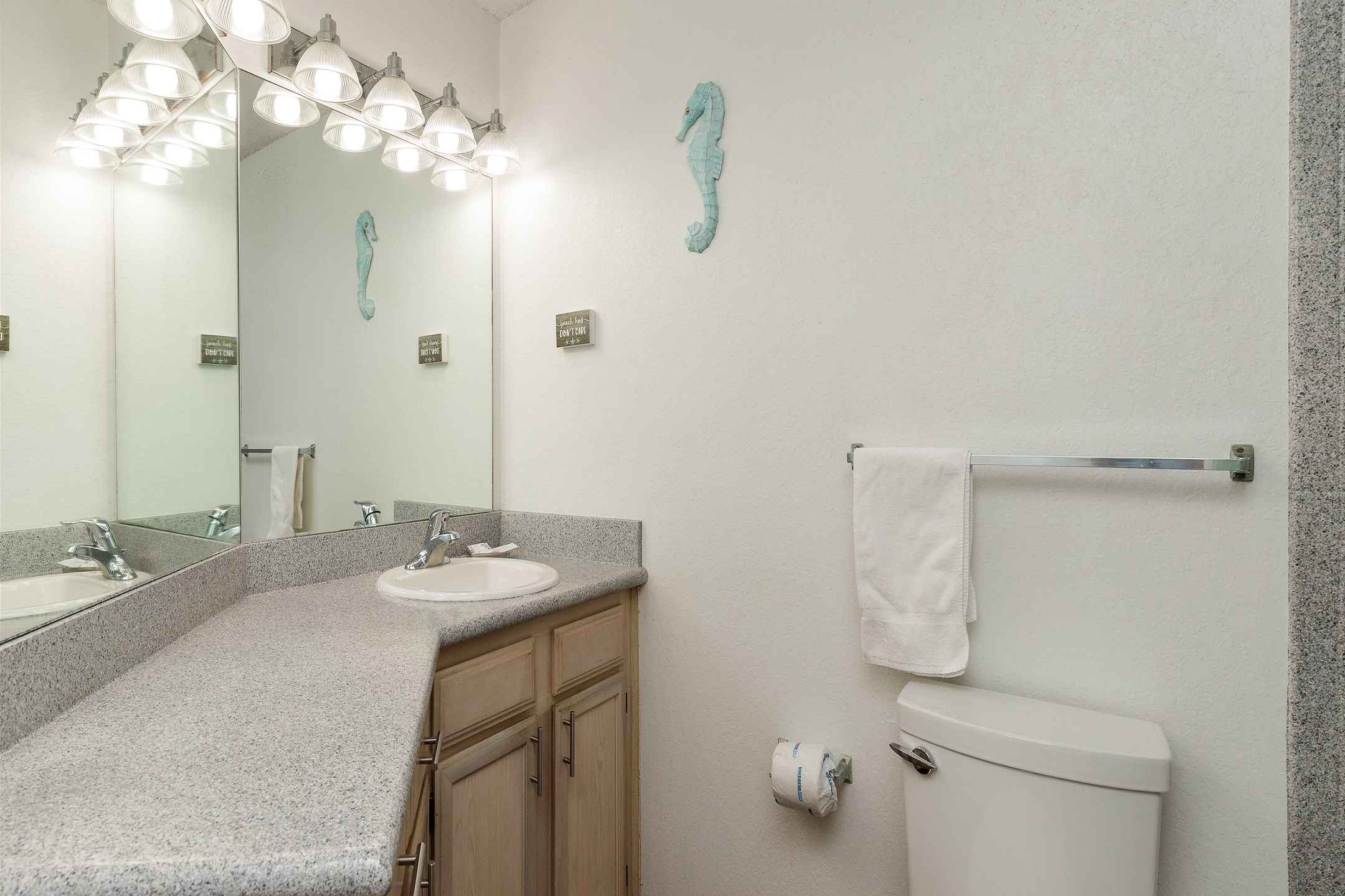 Bathroom with plenty of counter space and storage 