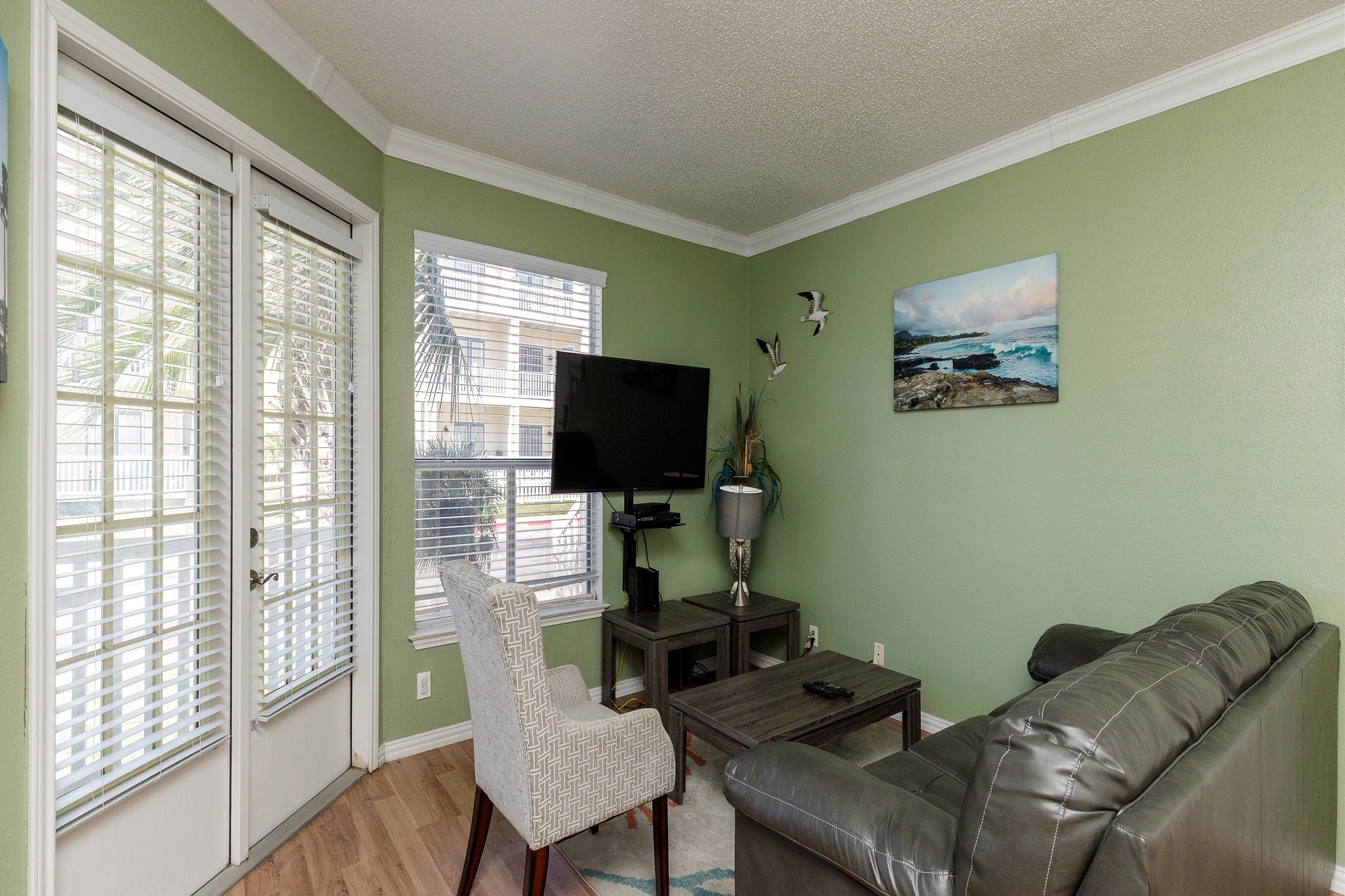 Comfortable living space with flat screen TV to enjoy 