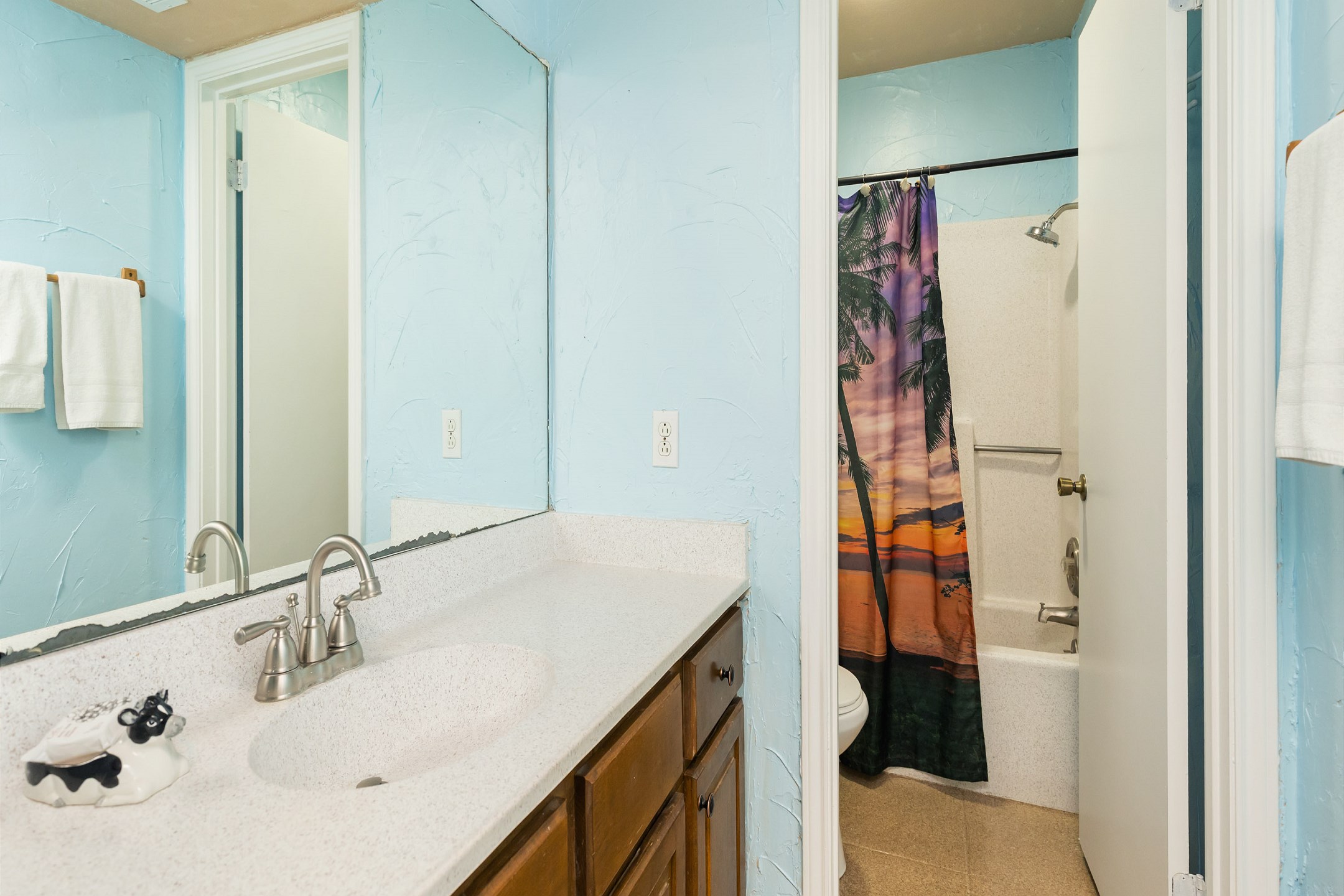 Guest bathroom with tub and shower