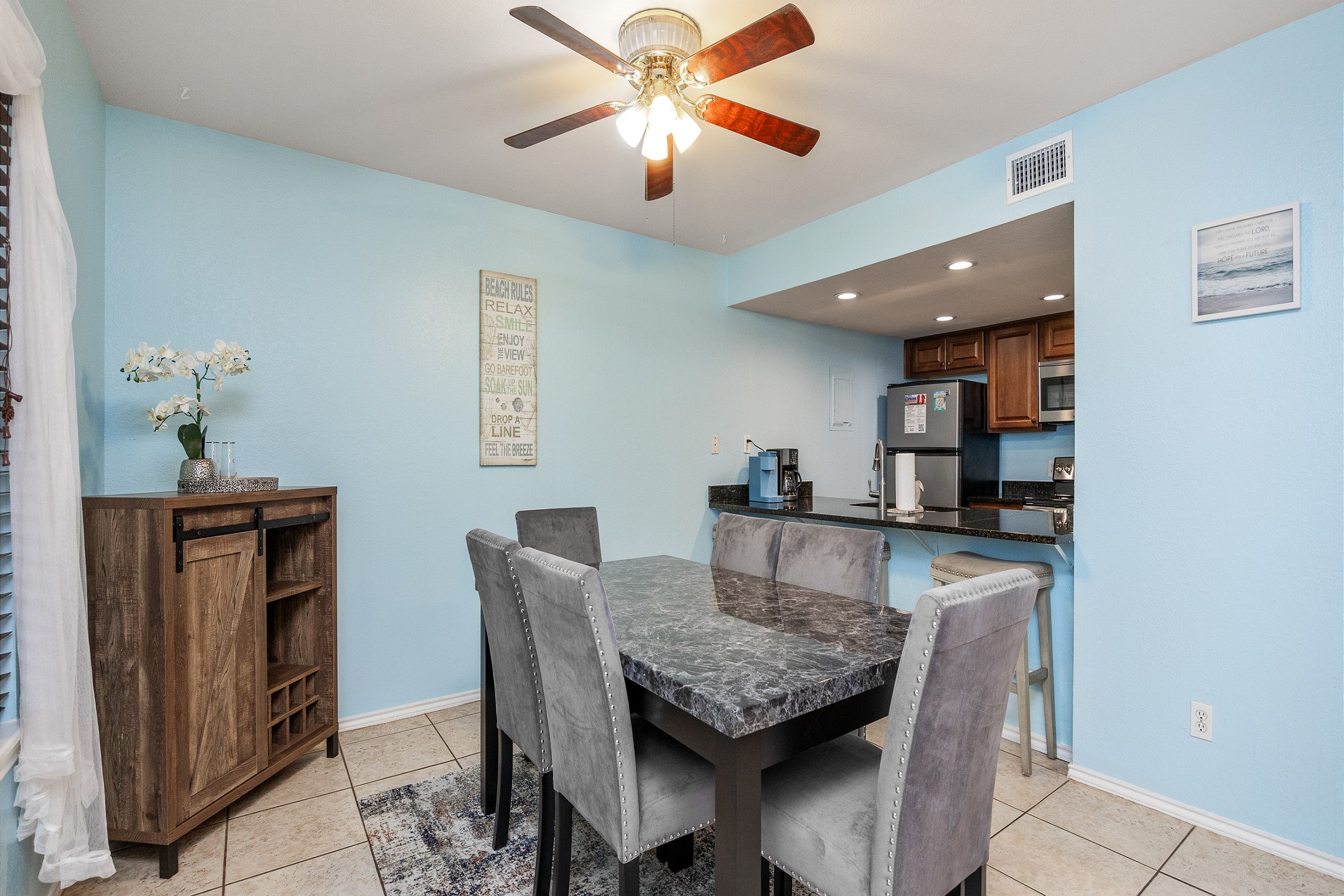 Enjoy your meals in this beautiful dining area 