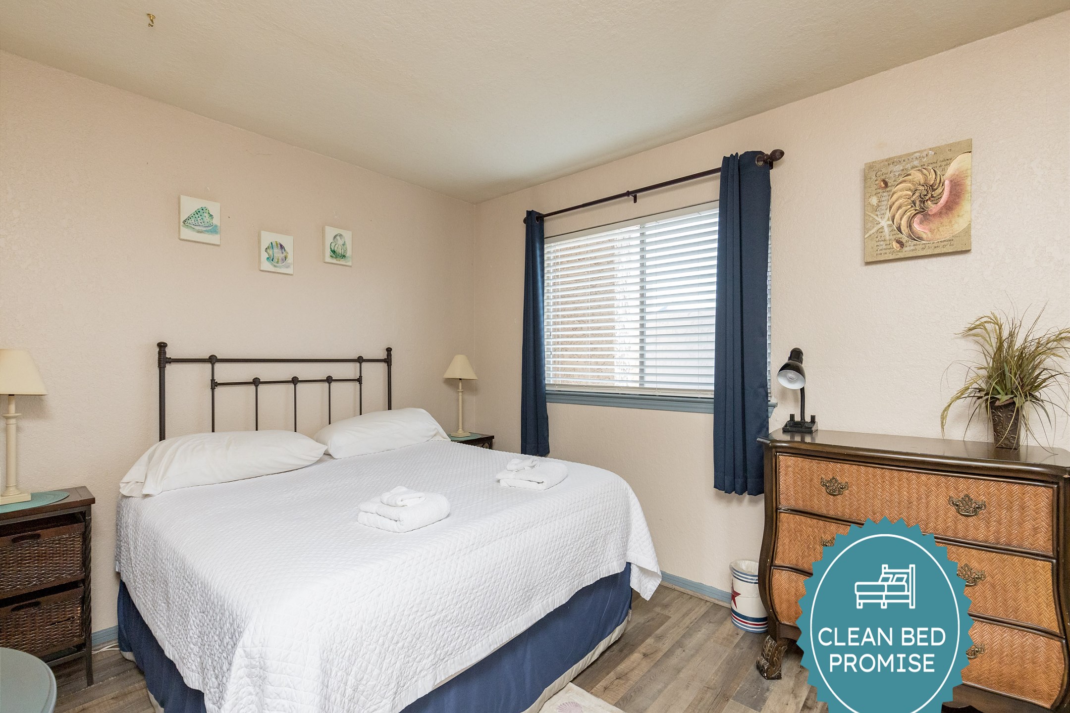 Sleep better at Padre Escapes with our exclusive Clean Bed Promise; providing fresh linens, comforters, and towels washed at high temperatures exceeding CDC recommendations, setting us apart for a truly restful vacation
