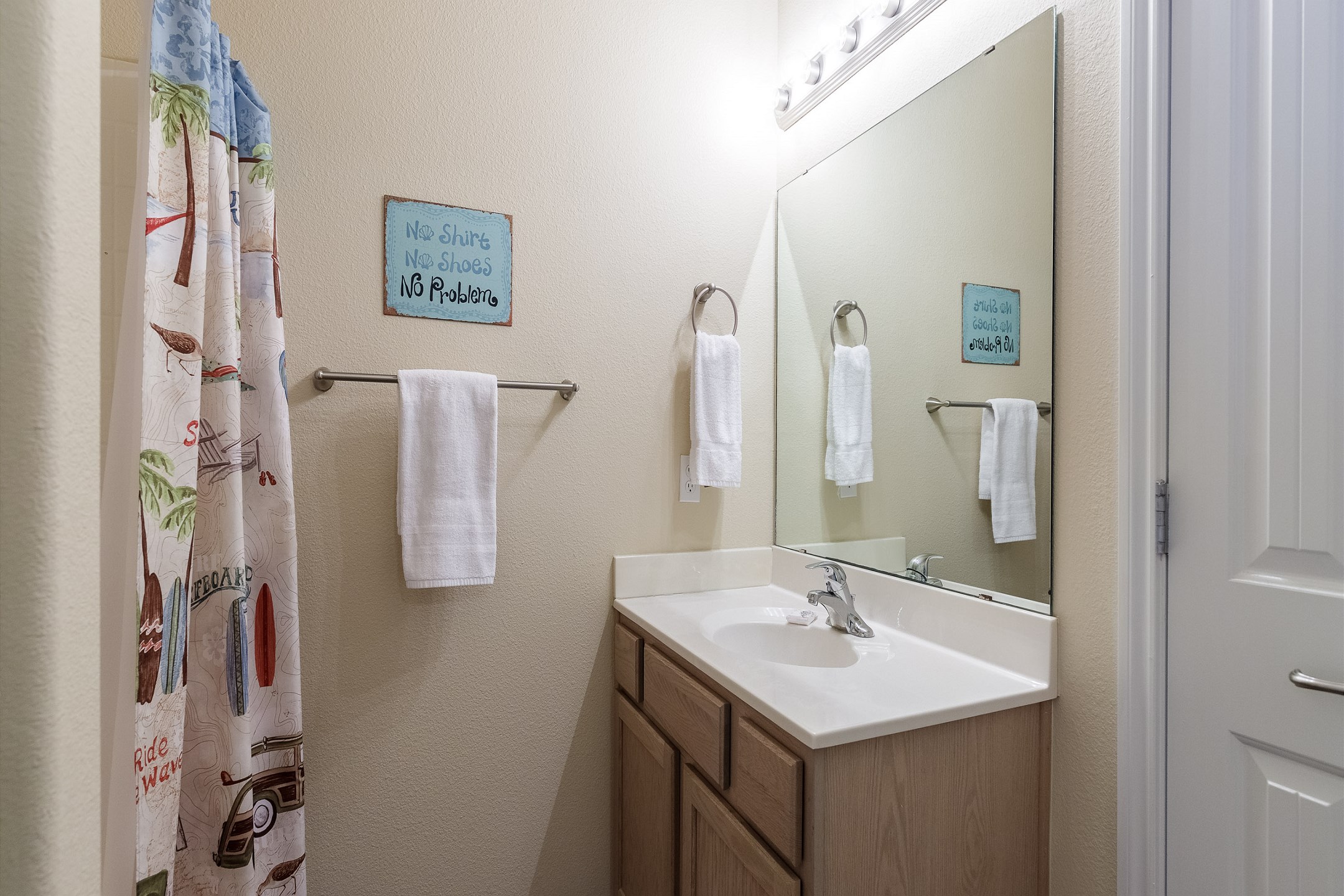 En suite master bathroom with walk in shower