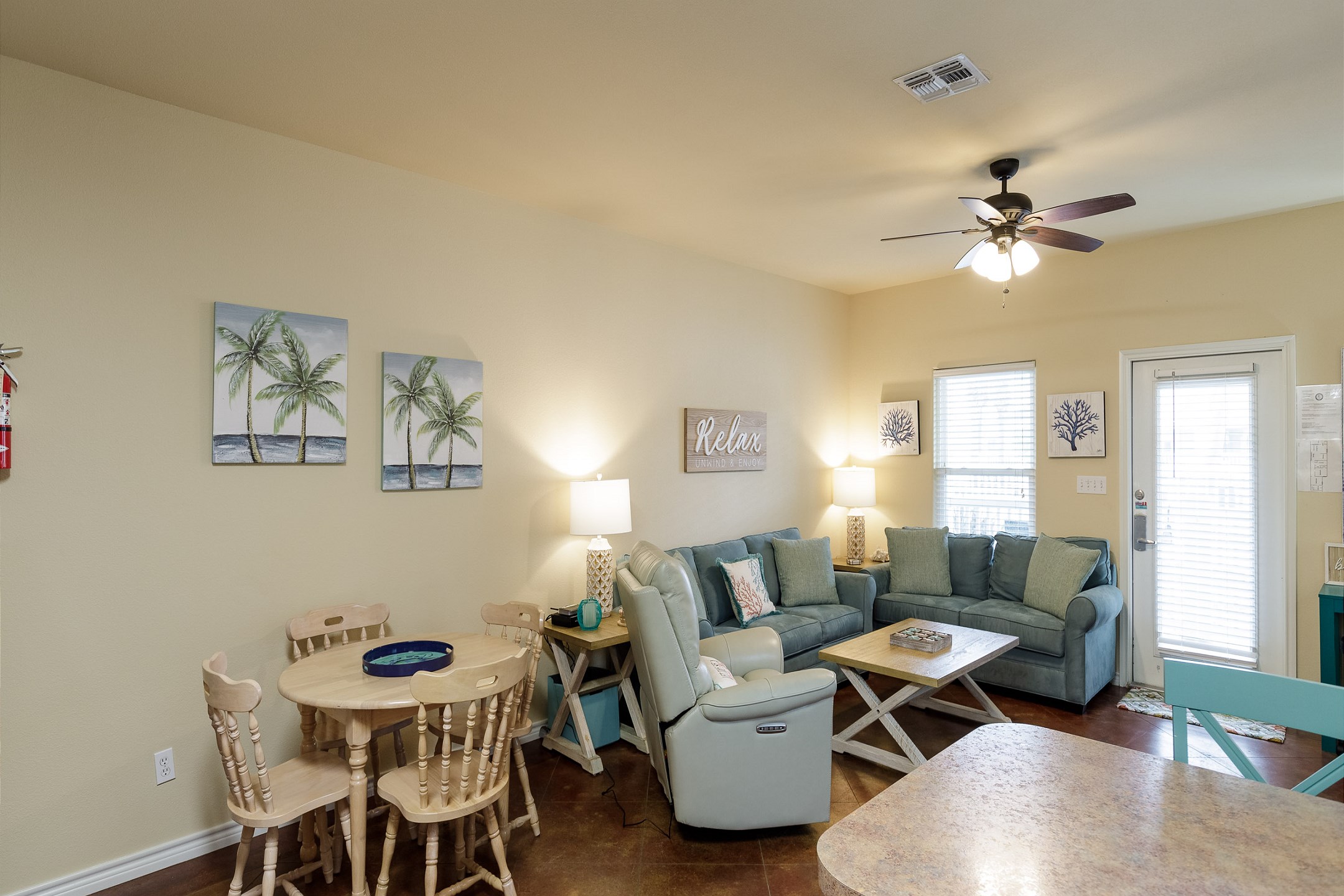 Open-concept layout connecting the living and dining area to the kitchen