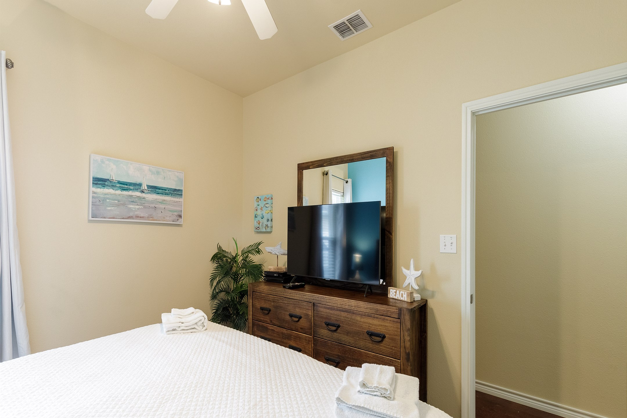 Updated second bedroom with king size bed and flat screen TV