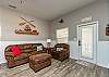 Living area with queen size sleeper sofa 