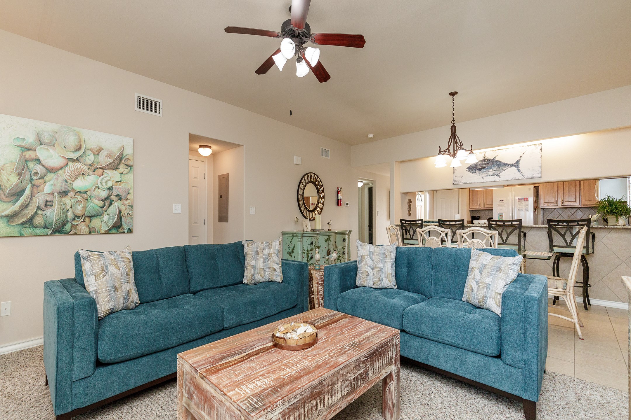 Queen size sleeper sofa in living room 