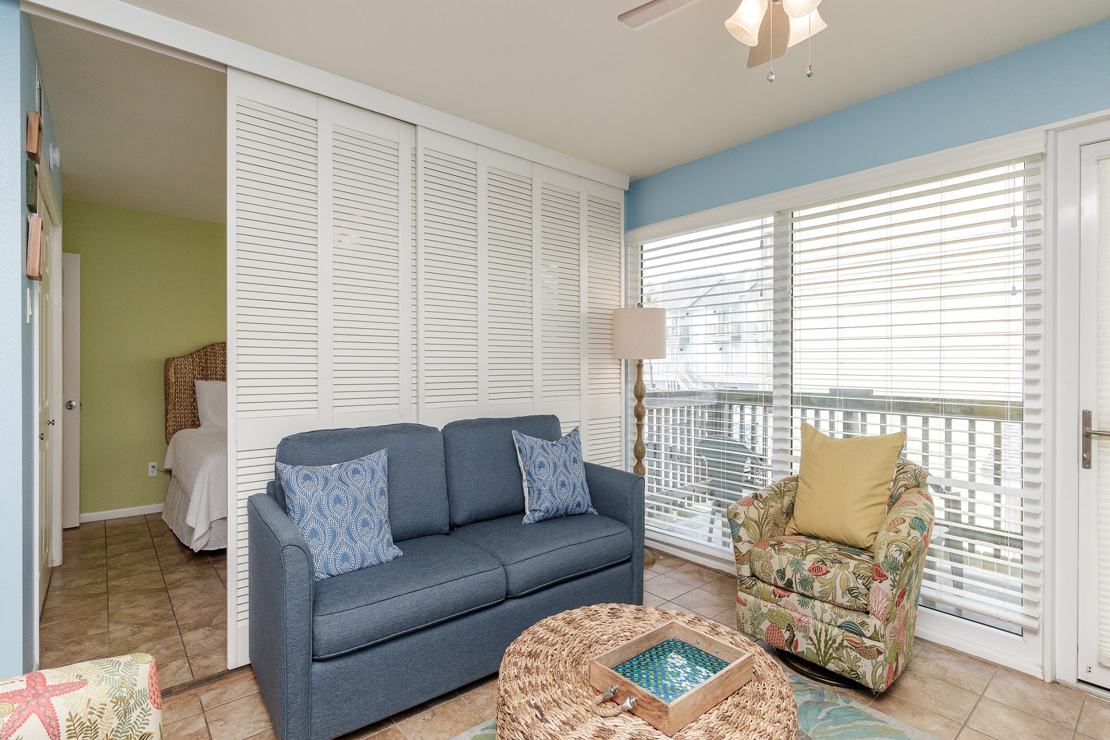 Queen size sleeper sofa in the living area
