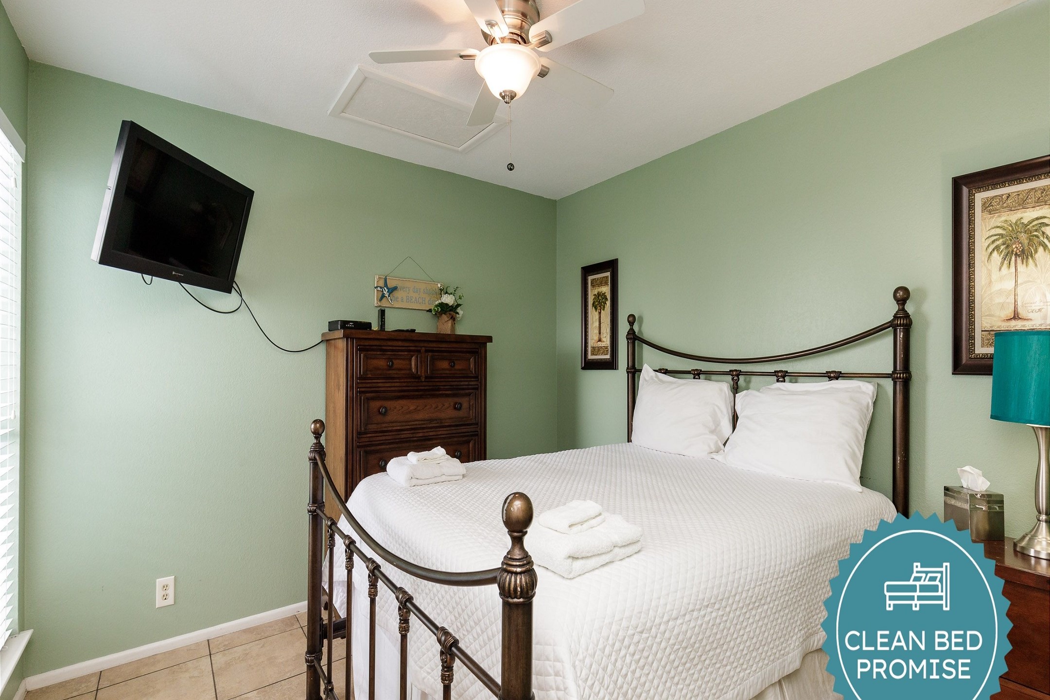 Sleep better at Padre Escapes with our exclusive Clean Bed Promise; providing fresh linens, comforters, and towels washed at high temperatures exceeding CDC recommendations, setting us apart for a truly restful vacation