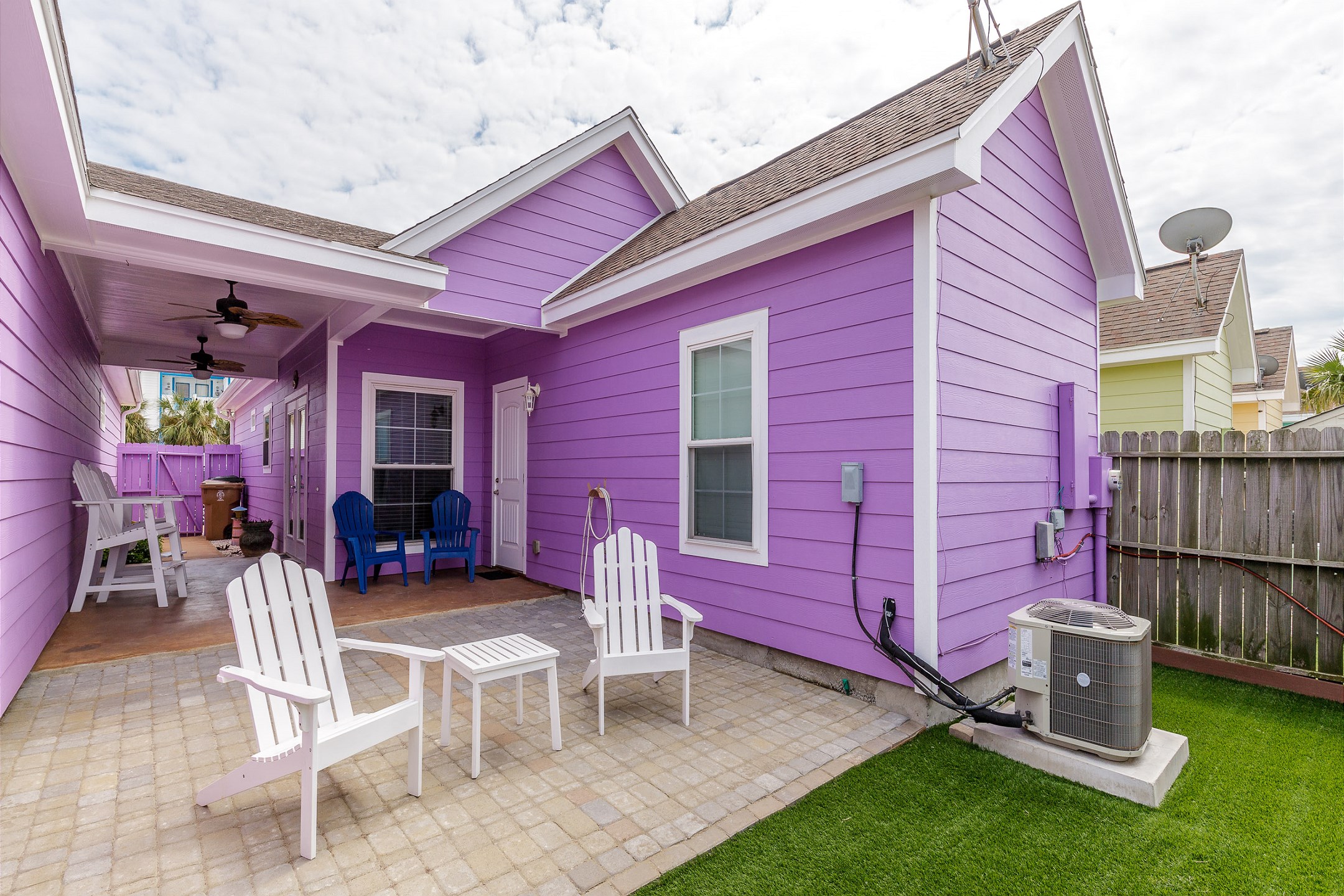 Relax on the private patio while the kids run around and play