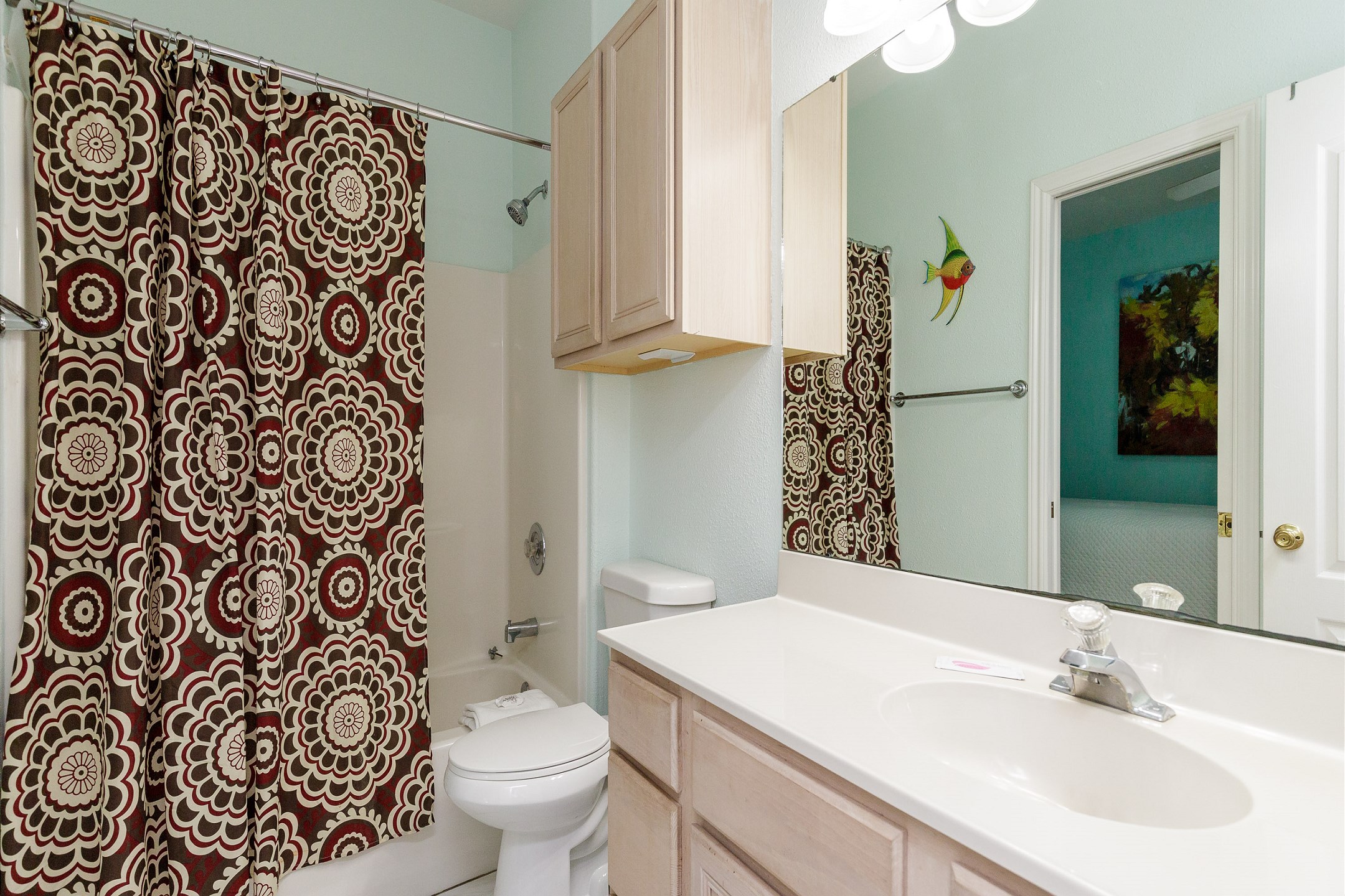 Private bathroom off the second bedroom on the first floor with tub/shower combo