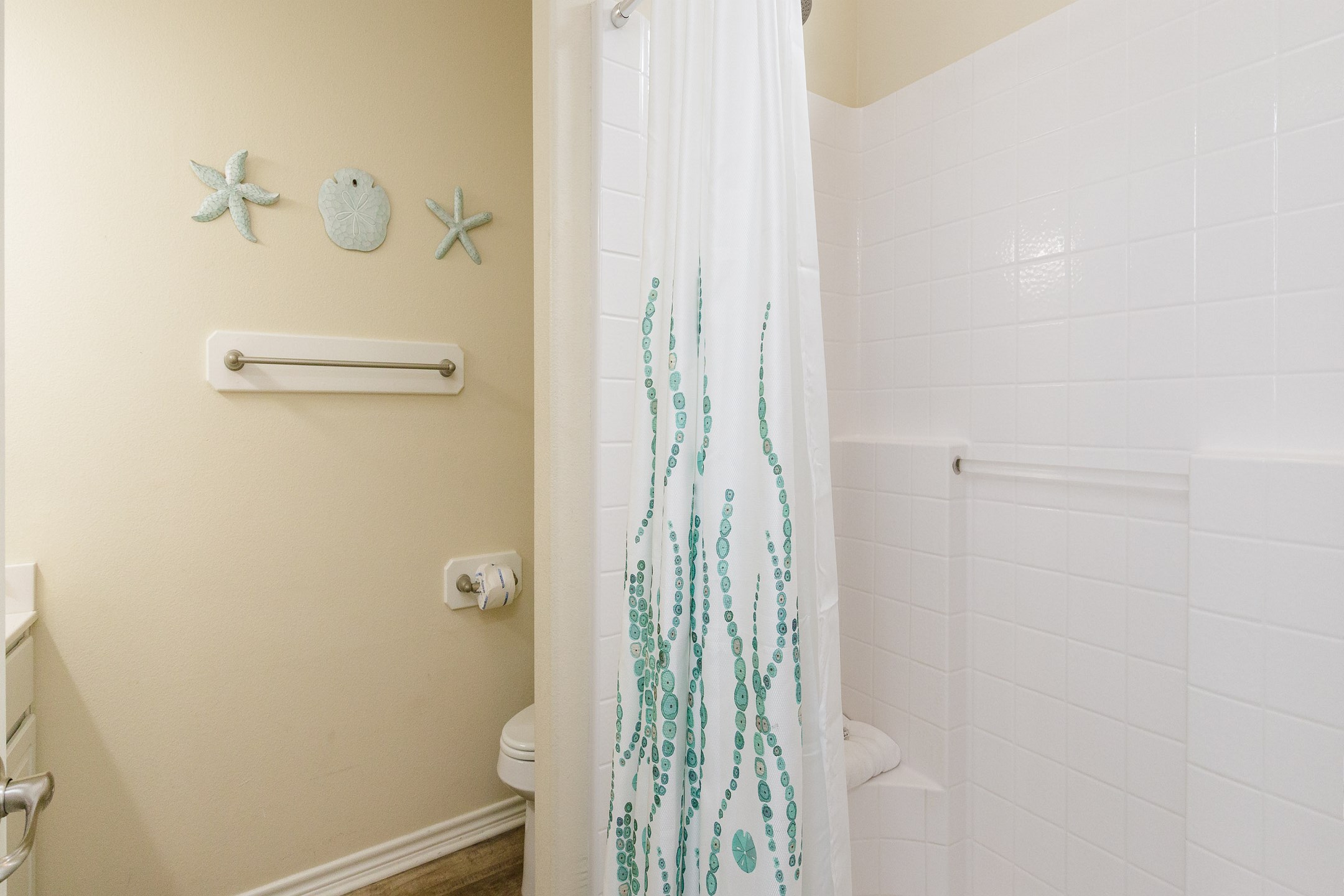 Master bathroom on the first floor with walk in shower 