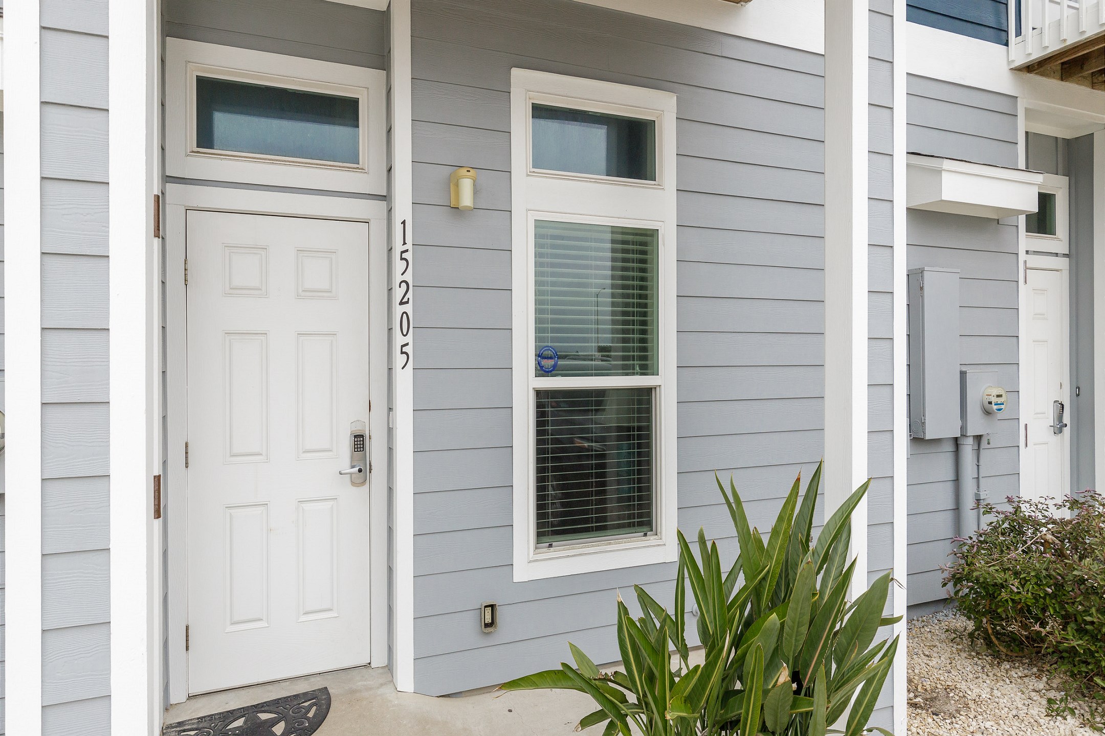 Front entrance with a coded lock for added security 