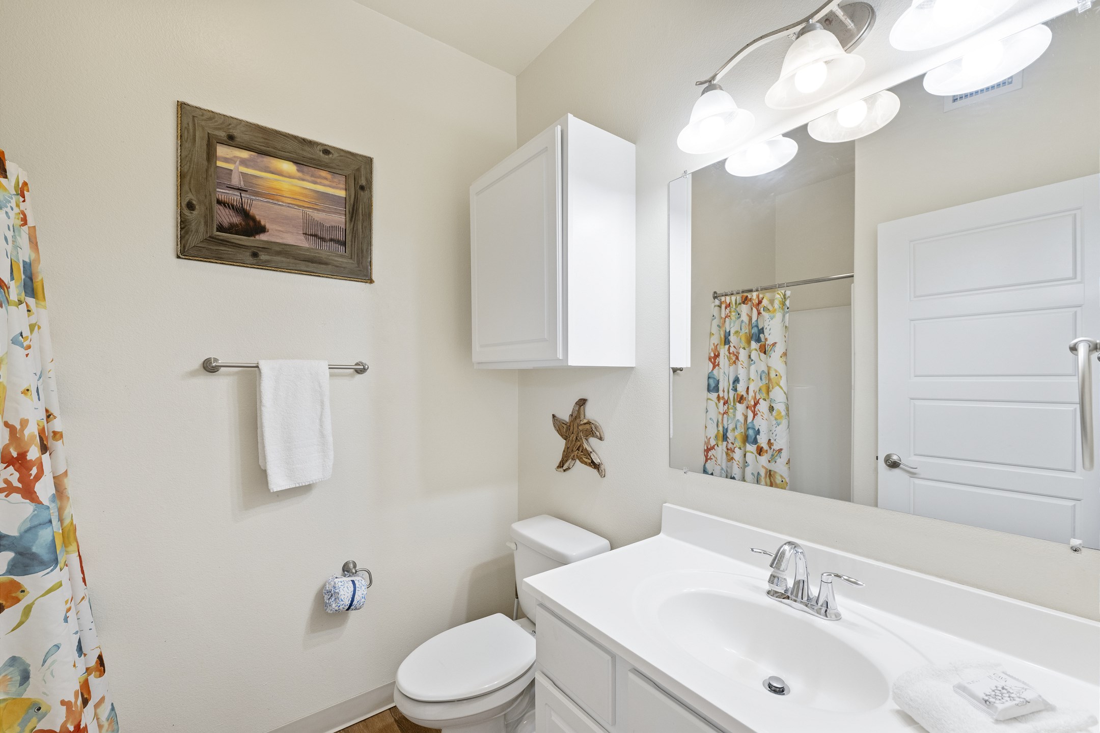 Guest bathroom on the second floor with walk in shower