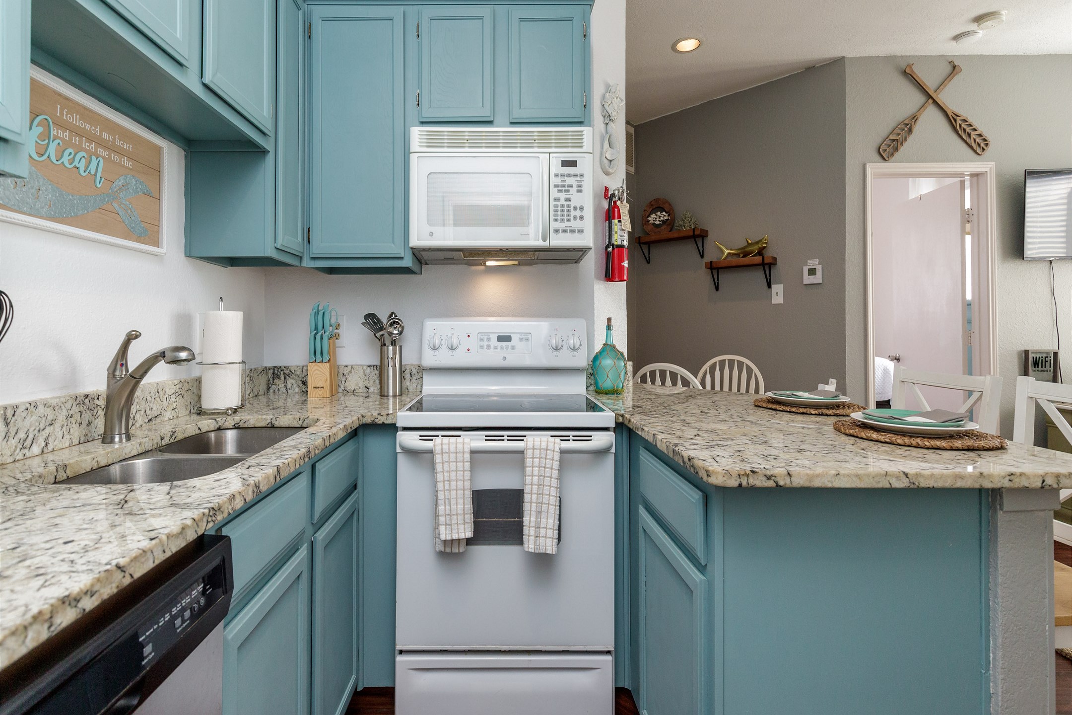 Newly remodeled fully equipped kitchen with ample counter space 