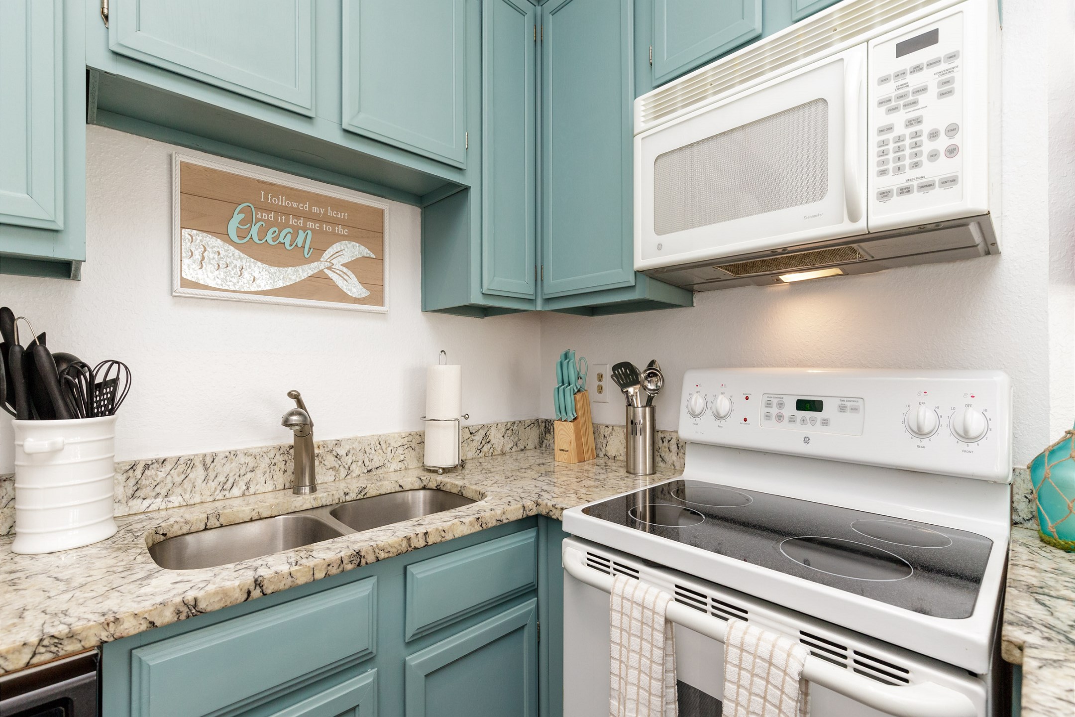 Fully equipped kitchen area with everything you need to cook meals 