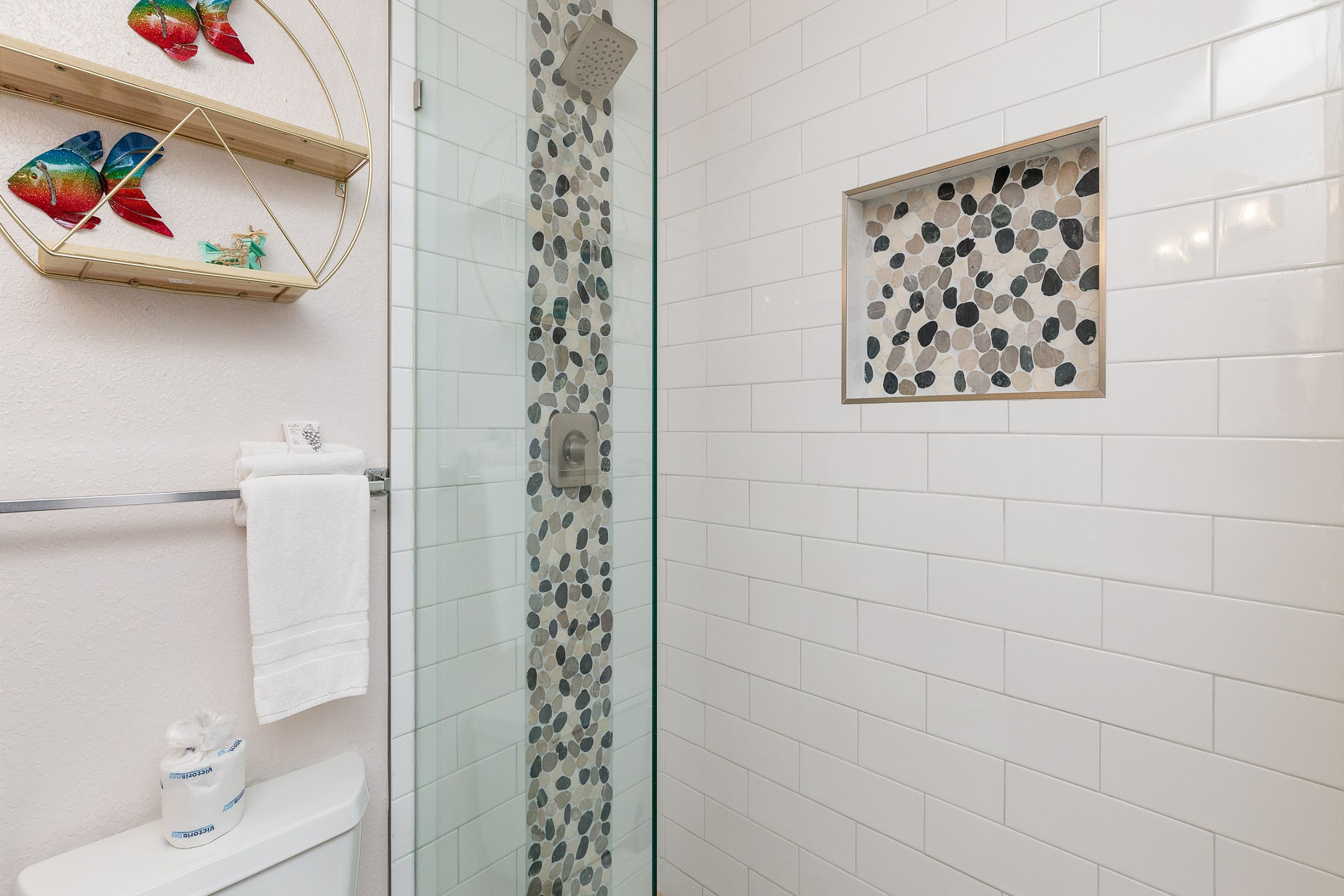 Updated bathroom with walk in shower