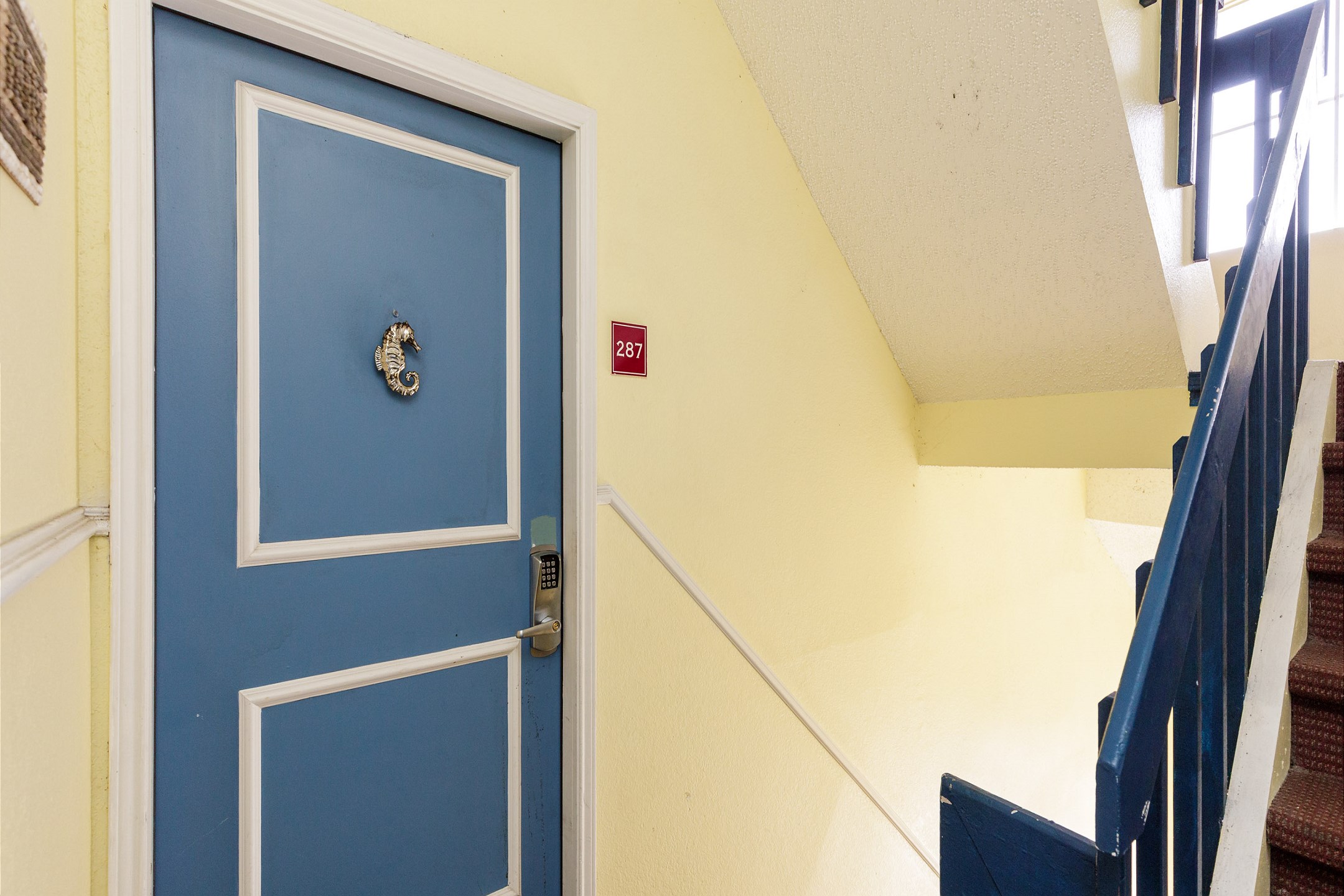 Main entrance on the second floor, no elevators 