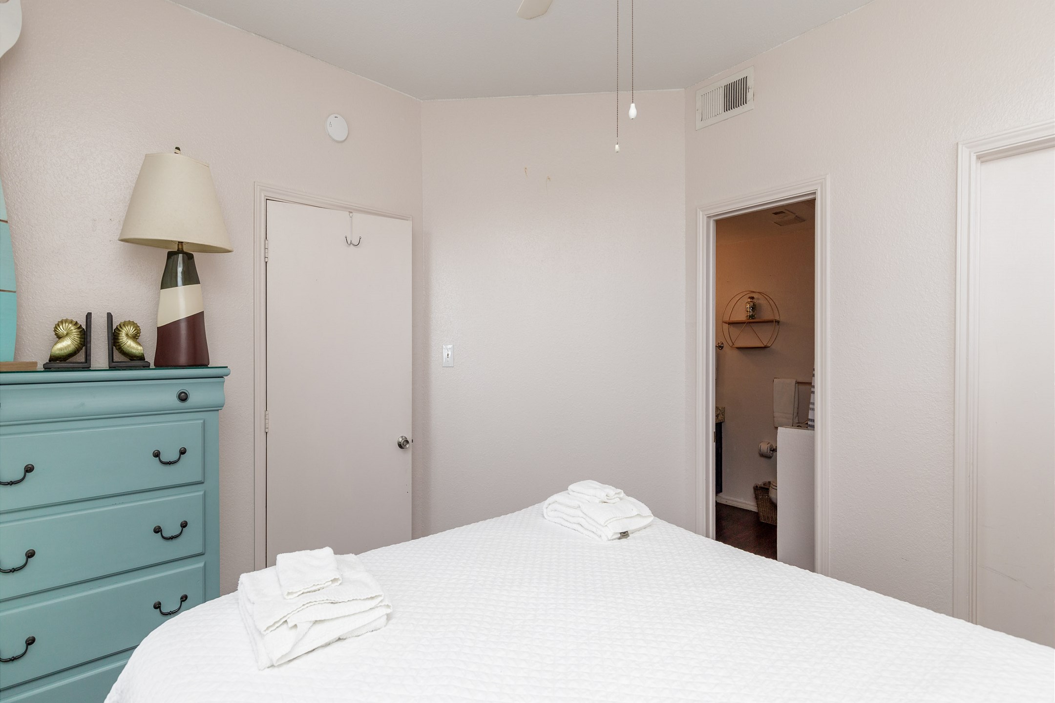 Master bedroom with queen size bed and new bed frame 