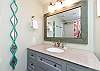 Newly remodeled bathroom with ample storage 
