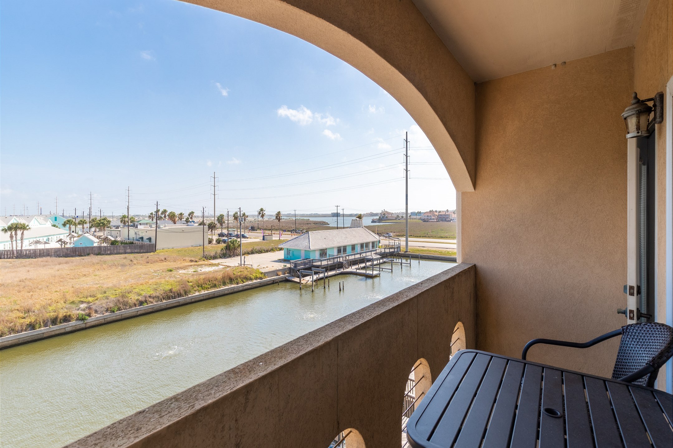 Private balcony off master bedroom with a lovely view of the canal 