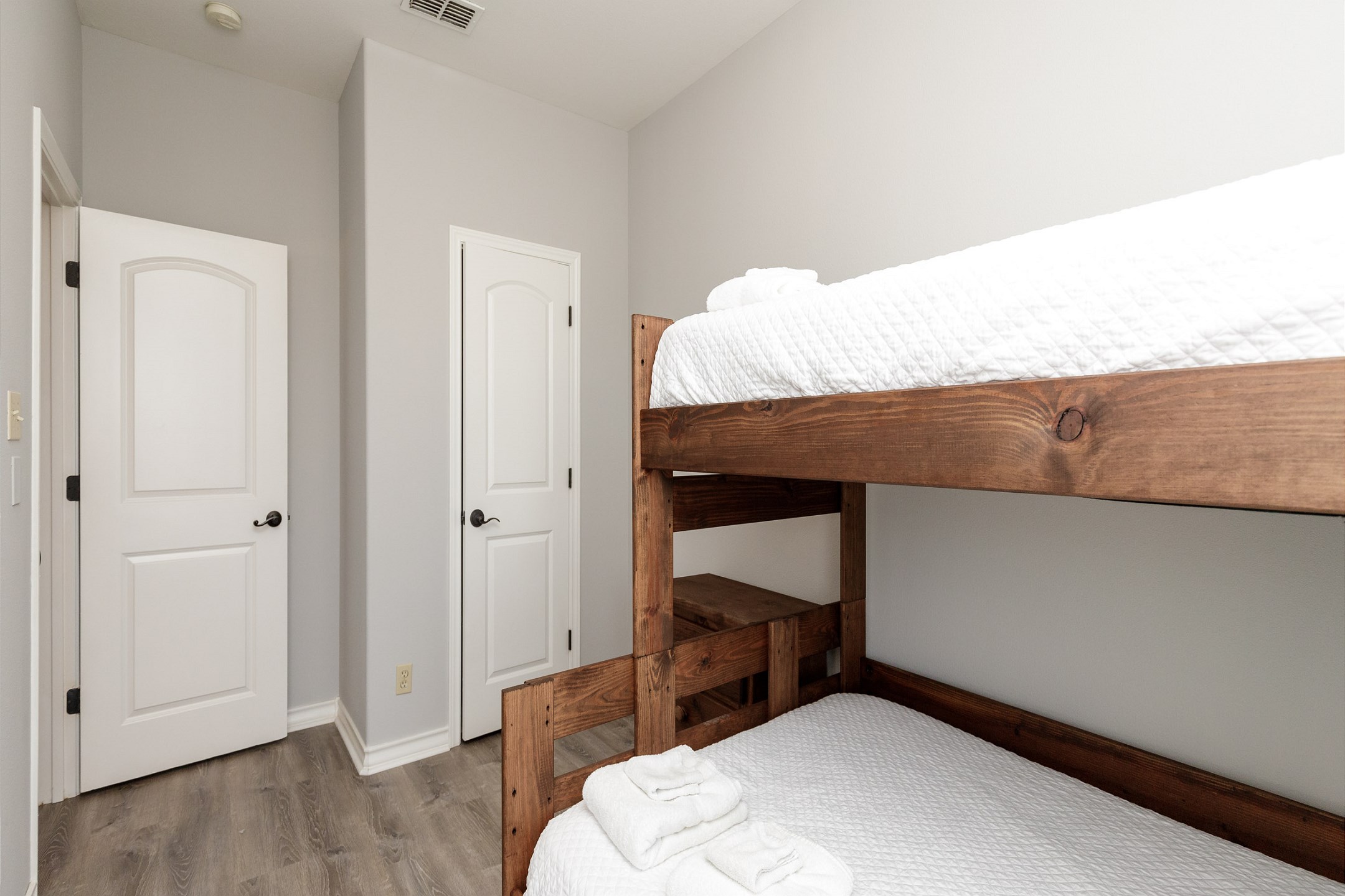 Third bedroom on the third floor with twin over full size bunk bed and twin trundle