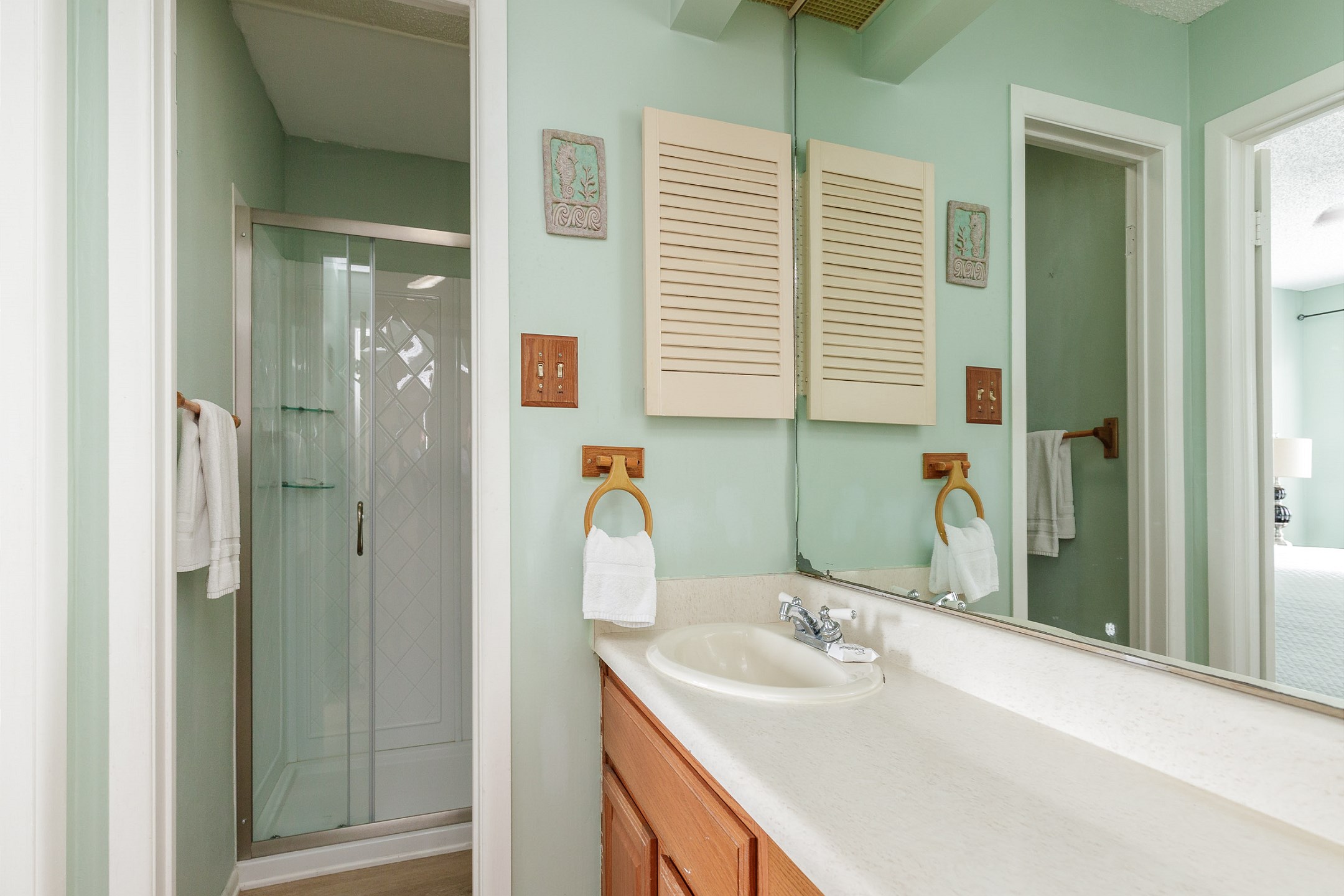 Guest bathroom on the second floor with walk in shower 