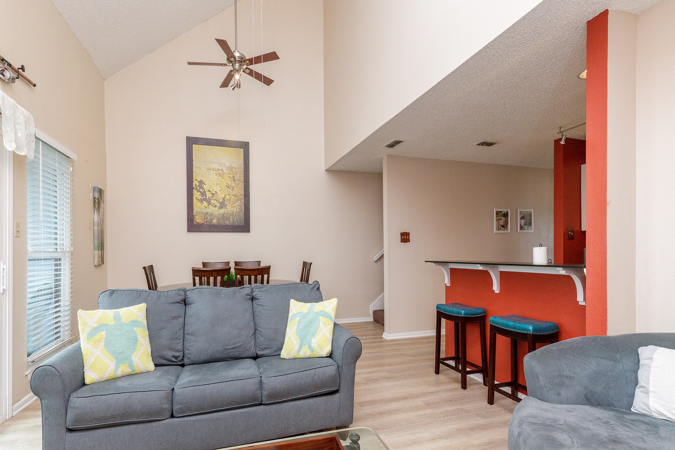 Great place to relax and enjoy the view of the canal from the living space 