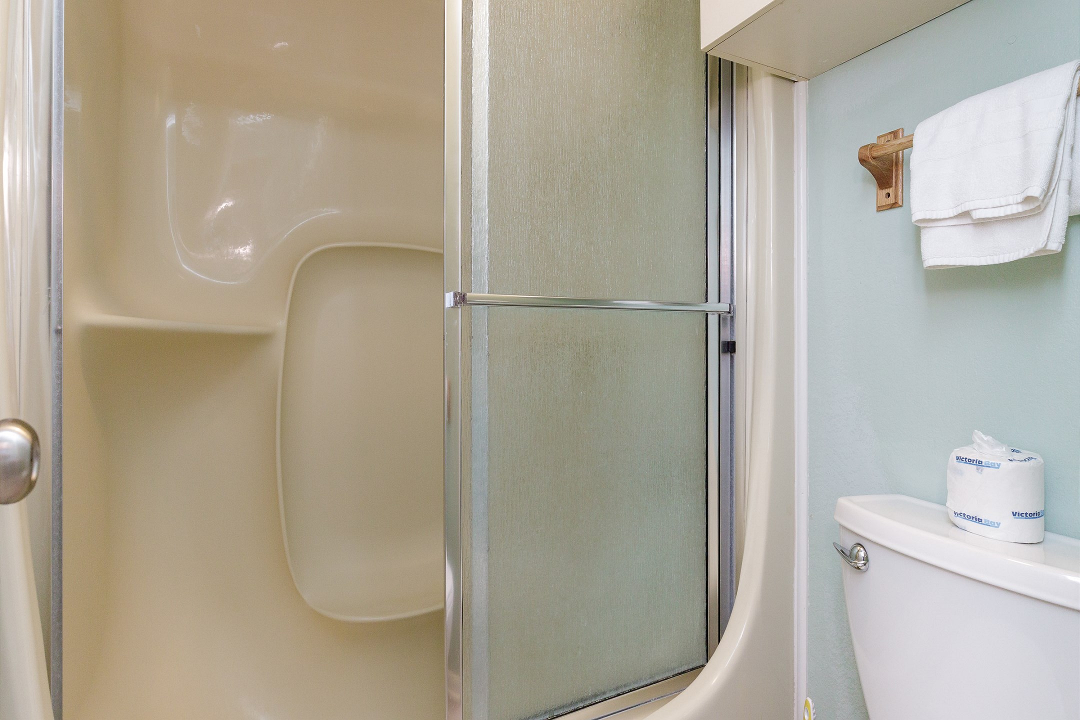 Master bathroom with tub and shower 