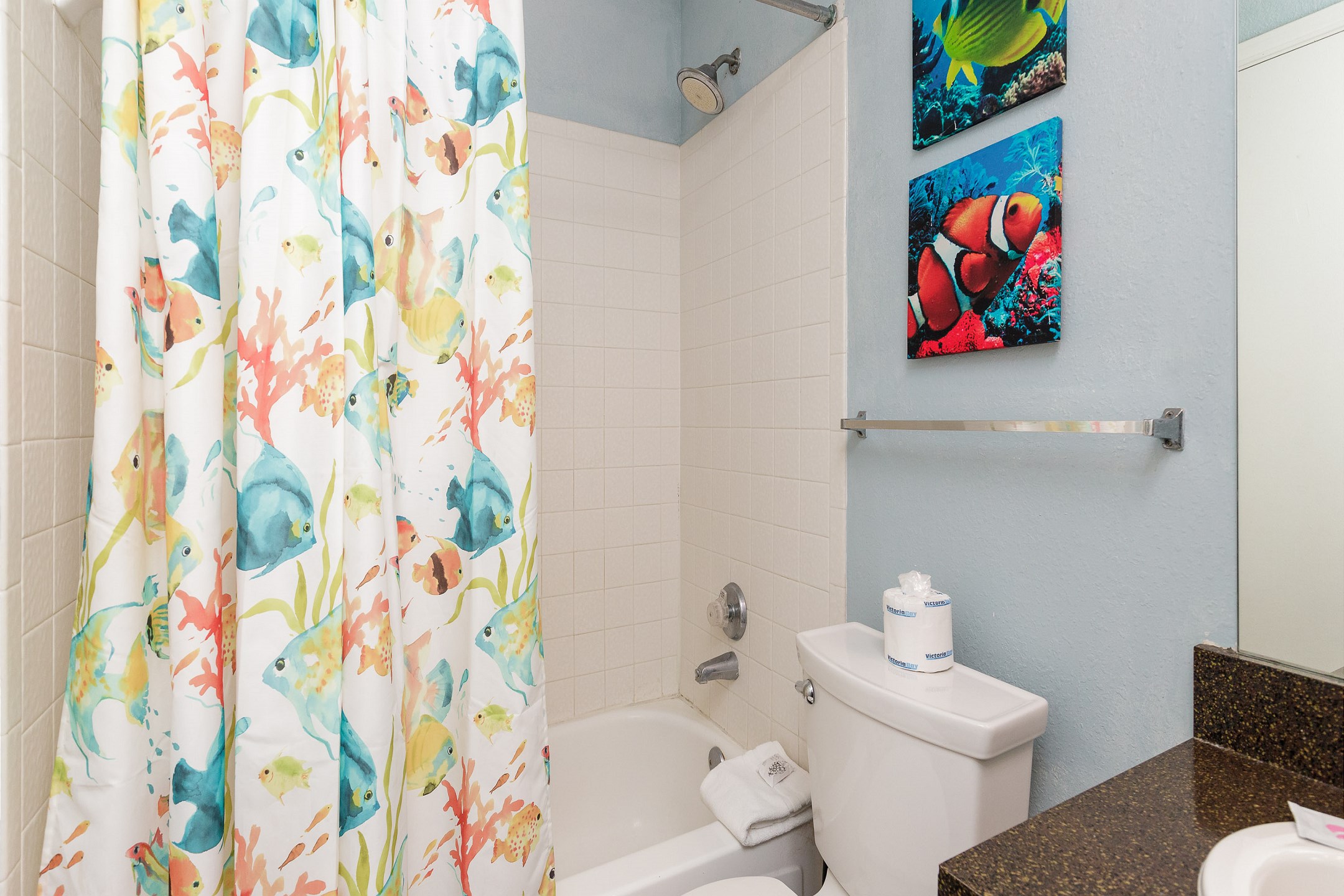Master bathroom with tub and shower