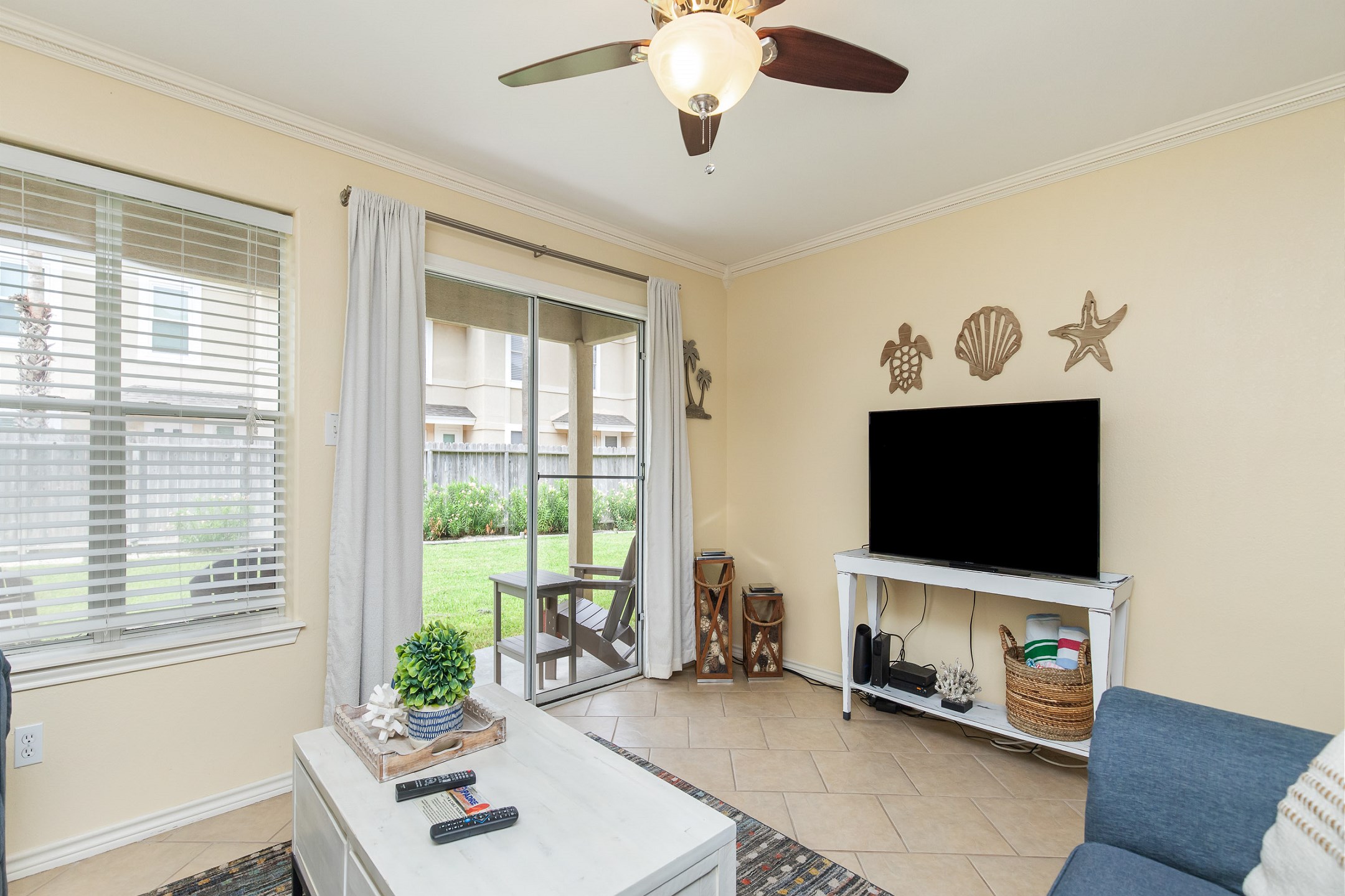 Living area with flat screen TV to enjoy while relaxing on the sofa