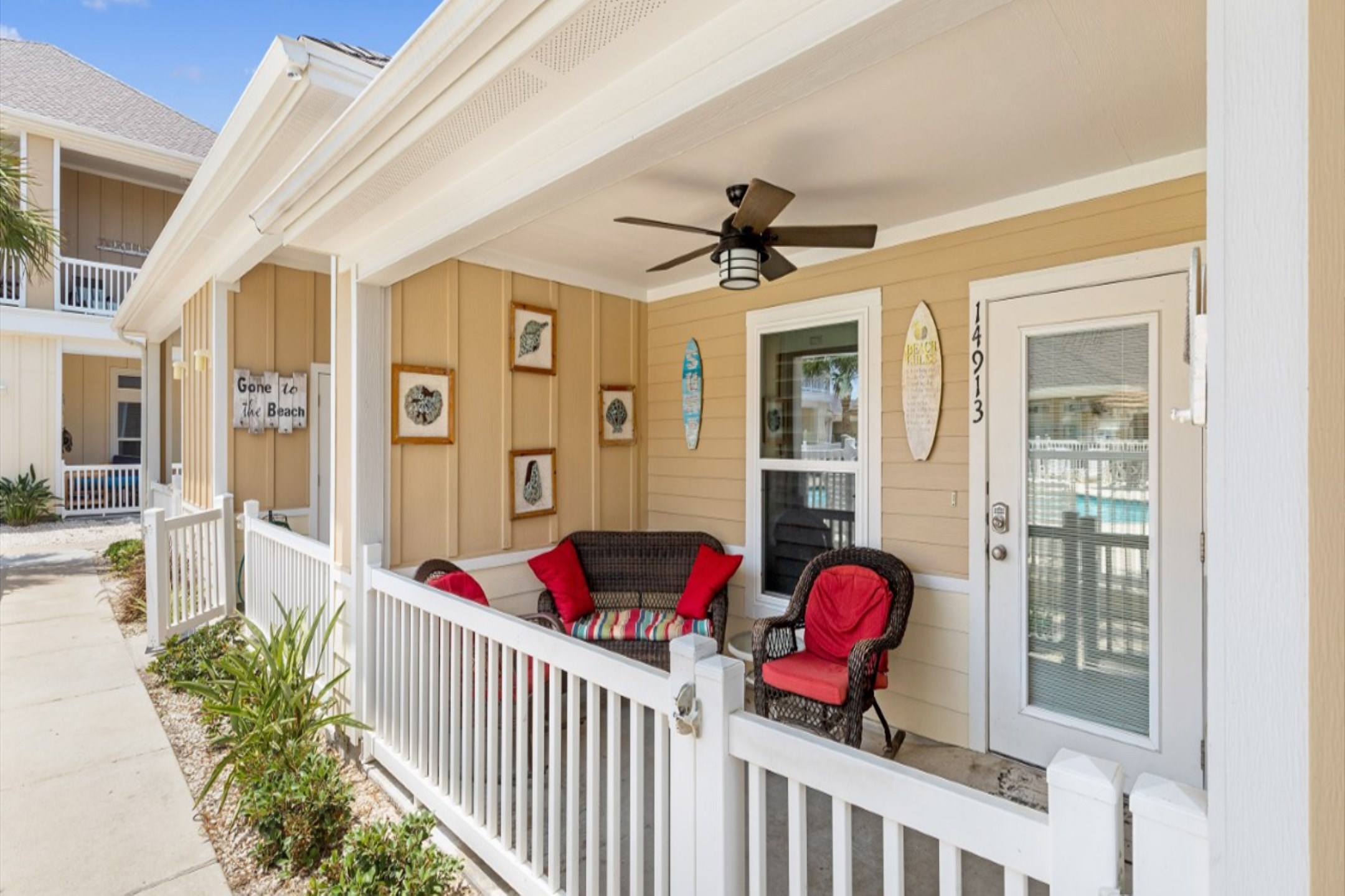 Enjoy the gated front patio with your family 