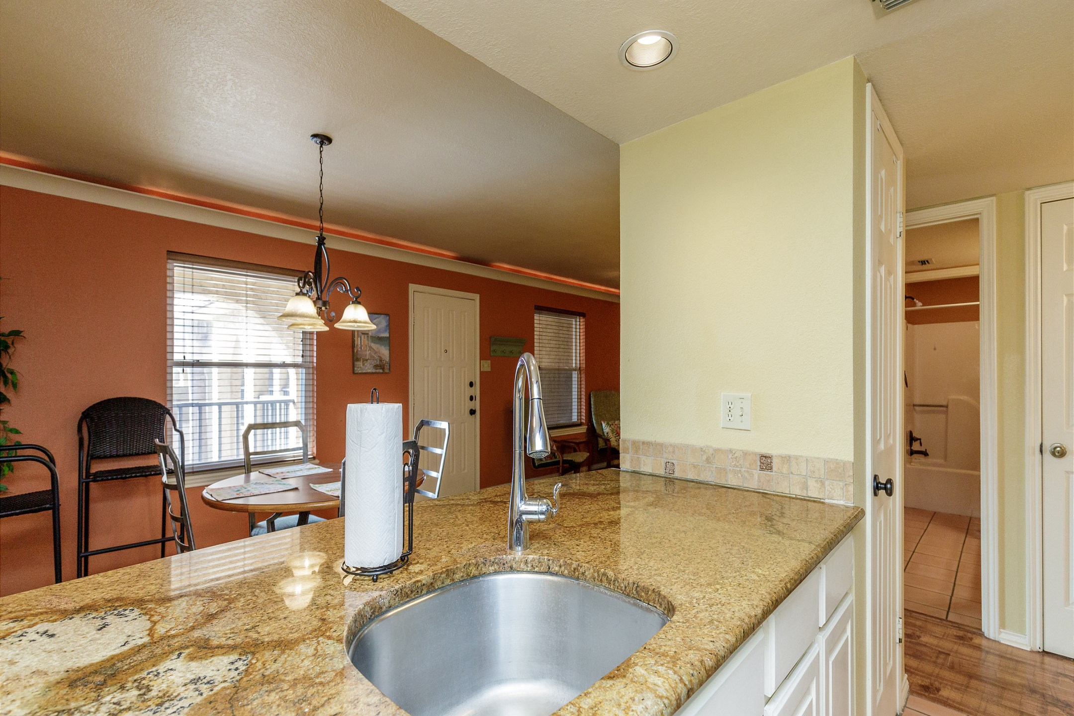 Kitchen area that over looks the dining and living area to entertain while cooking 