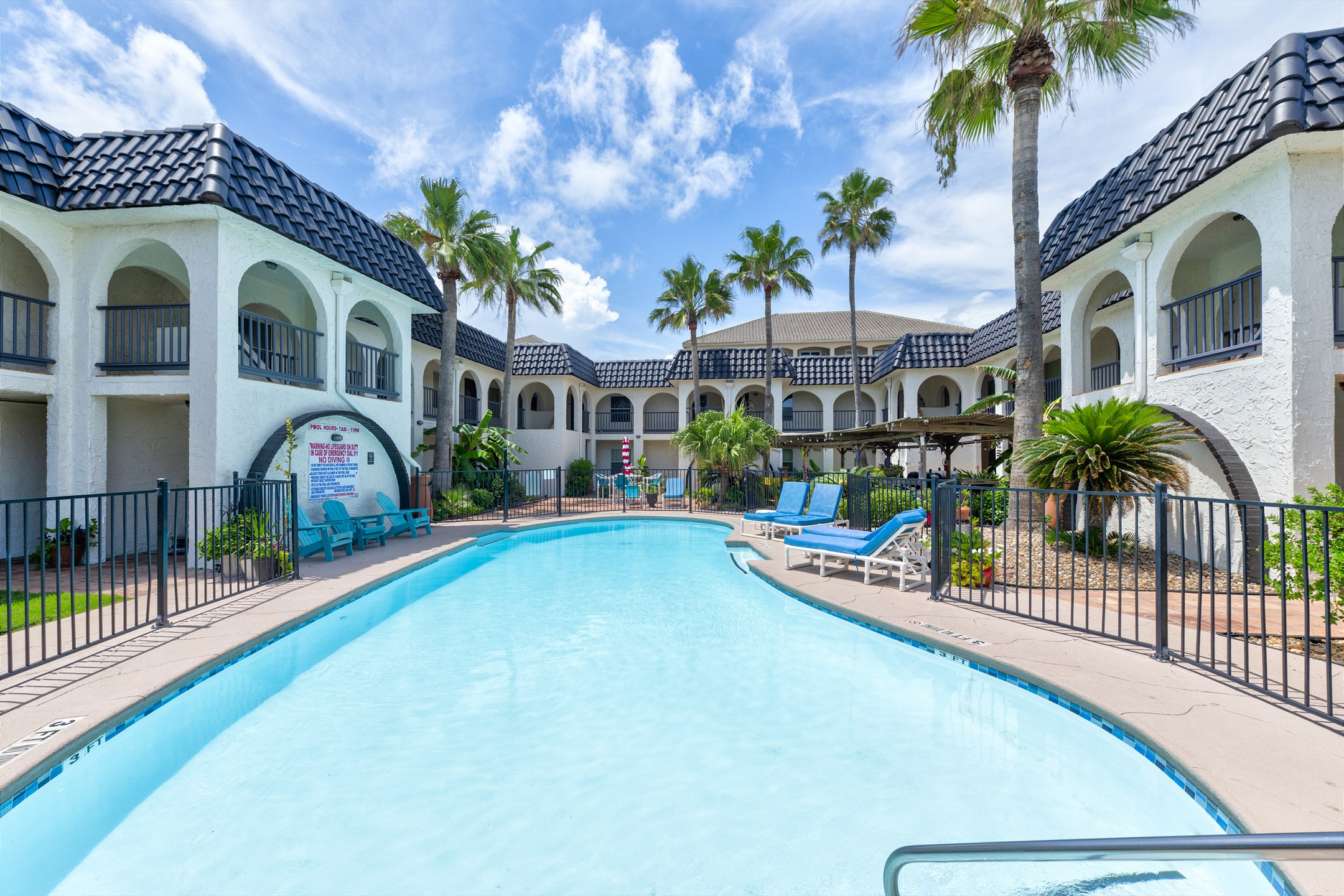 Sparkling pool to relax in after a long day on the beach