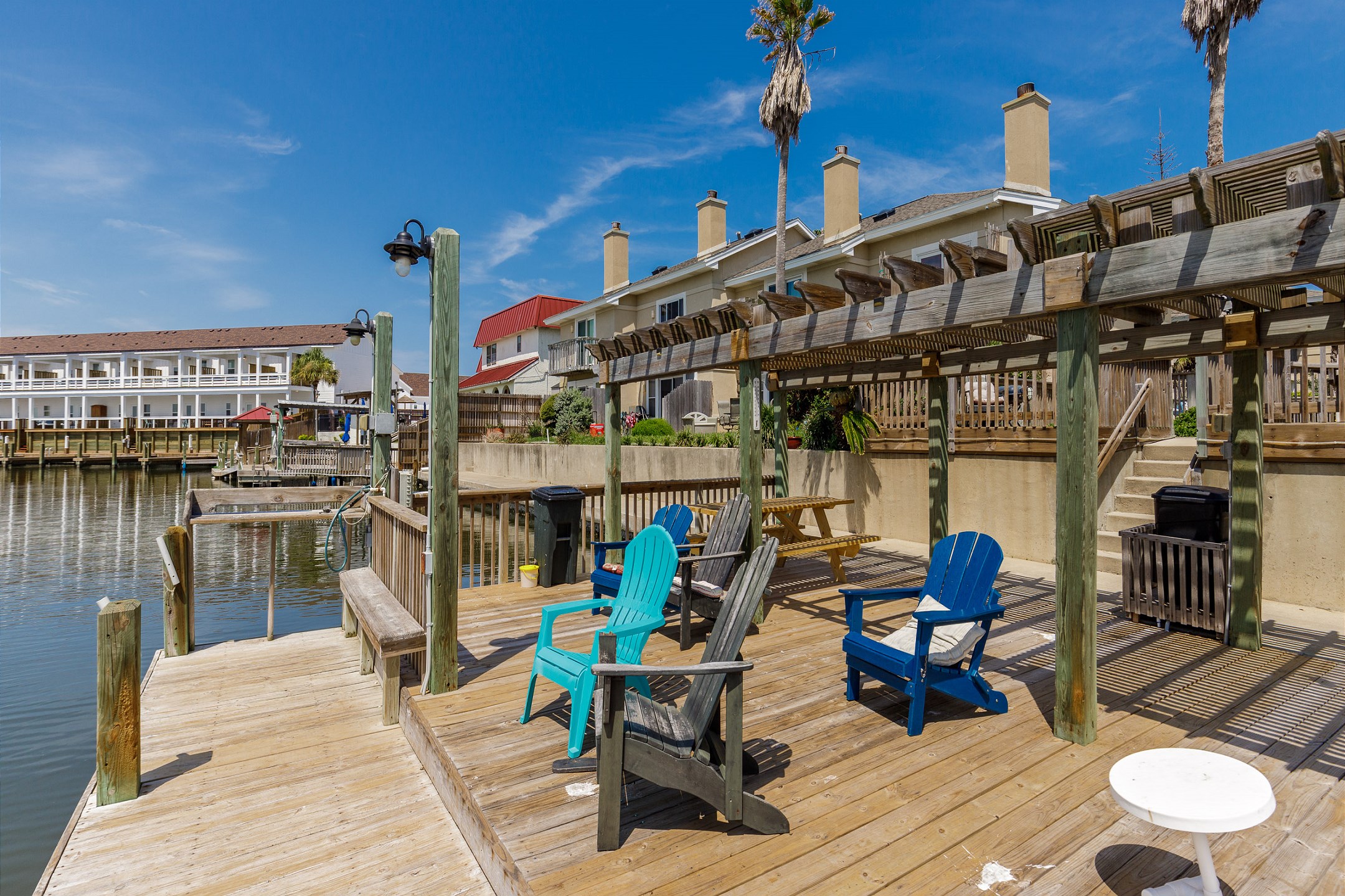 Great deck area for fishing or eating lunch while enjoying the waterfront views 