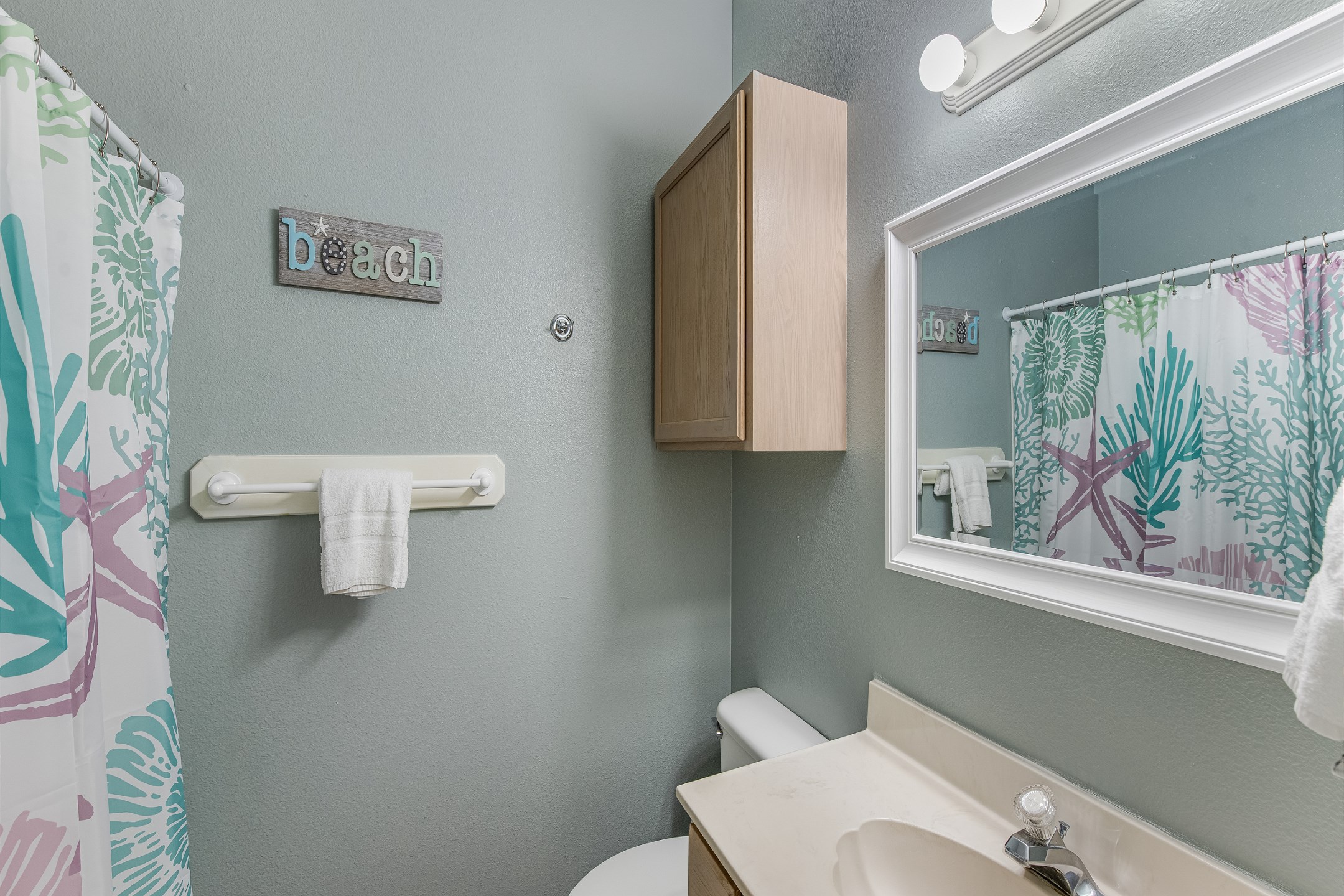 Guest bathroom on the second floor with tub/shower combo