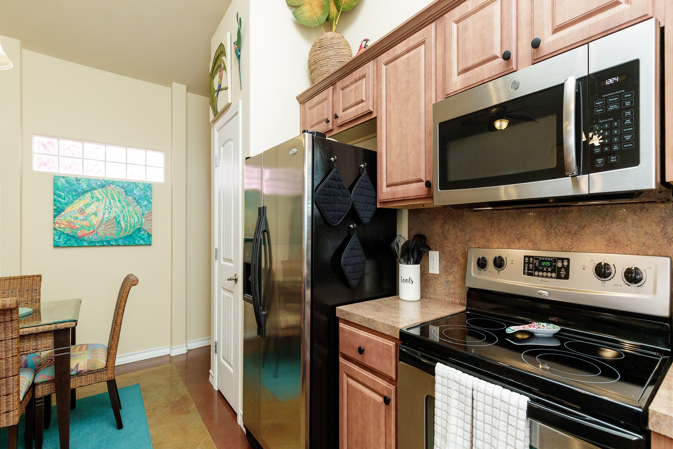 Modern kitchen with stainless steel appliances