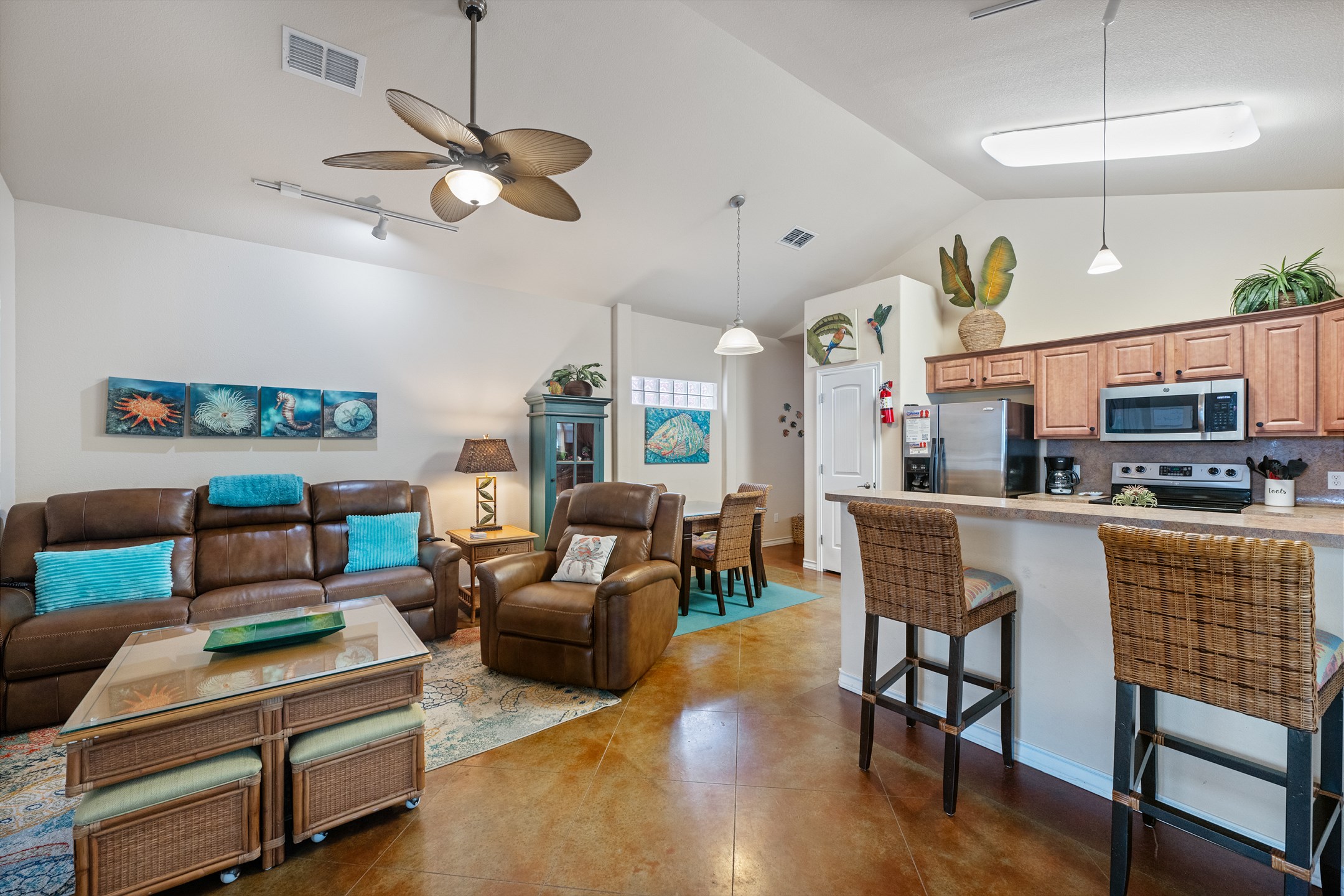 Easy, breezy entertaining in this inviting open-concept space