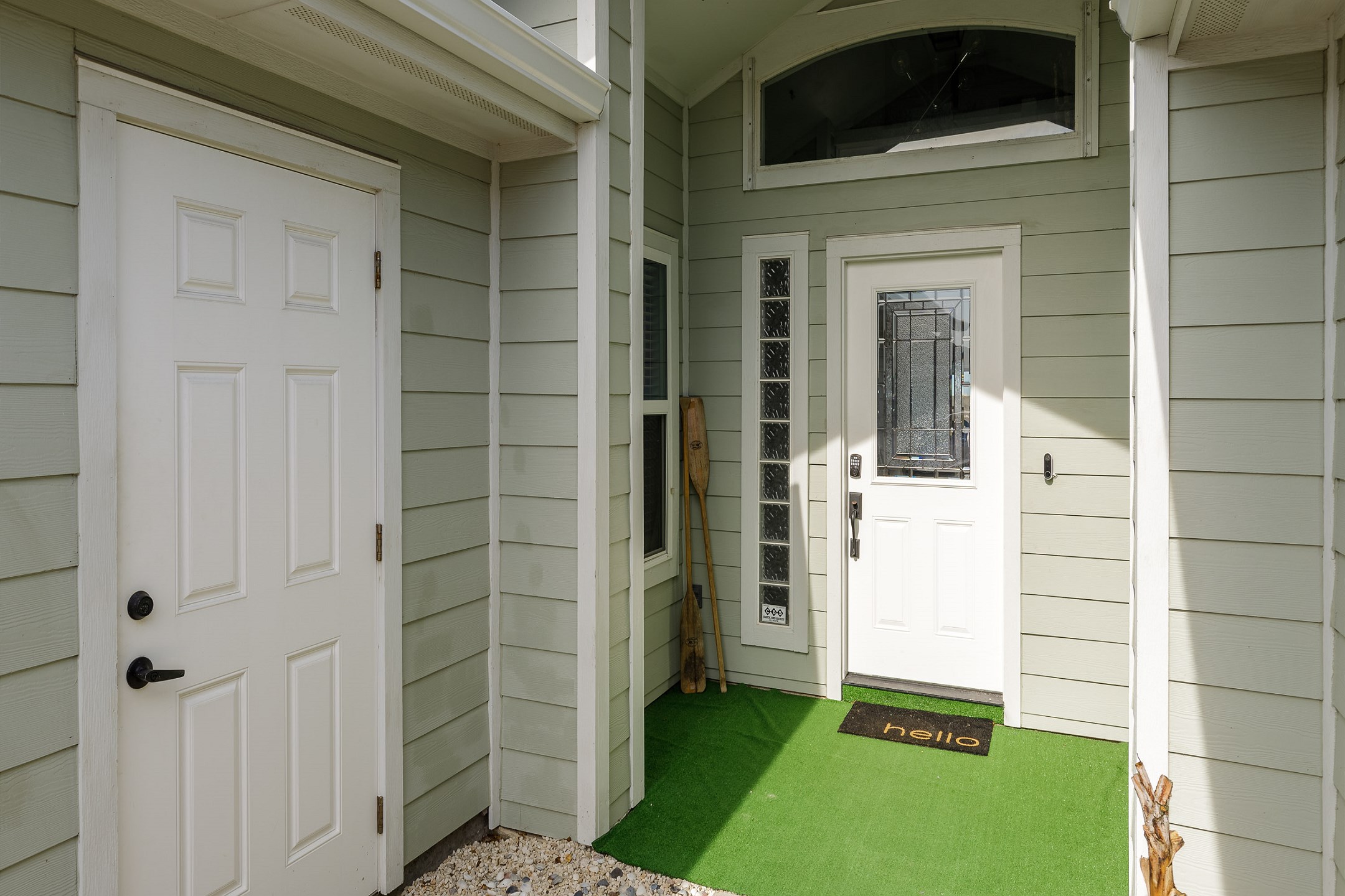 Front entrance into property with coded lock for extra security 