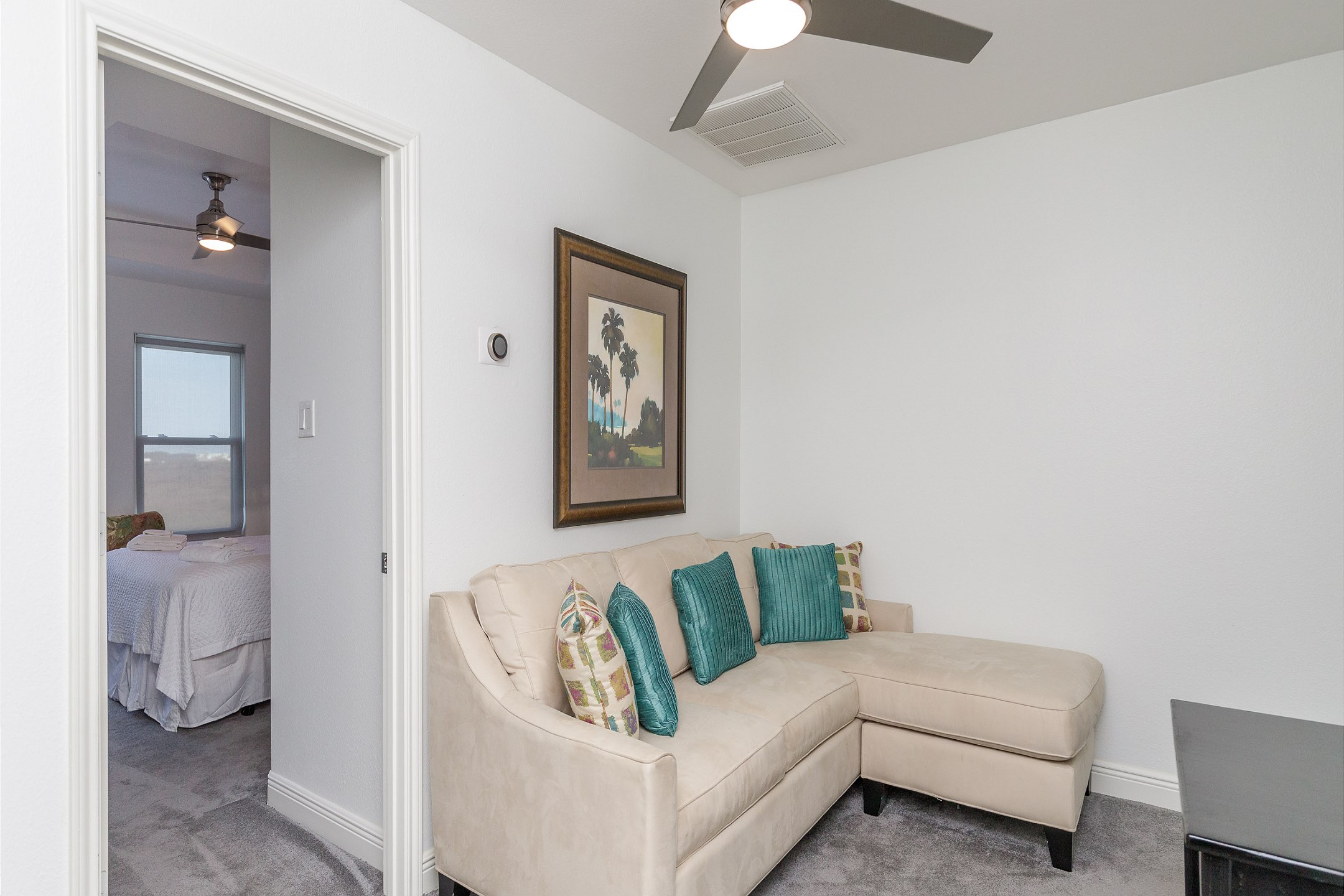 Loft area on the second floor with full size sleeper sofa (foam mattress for topper in closet)
