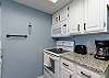 Fully equipped kitchen with updated counter tops and 12-cup coffee maker 
